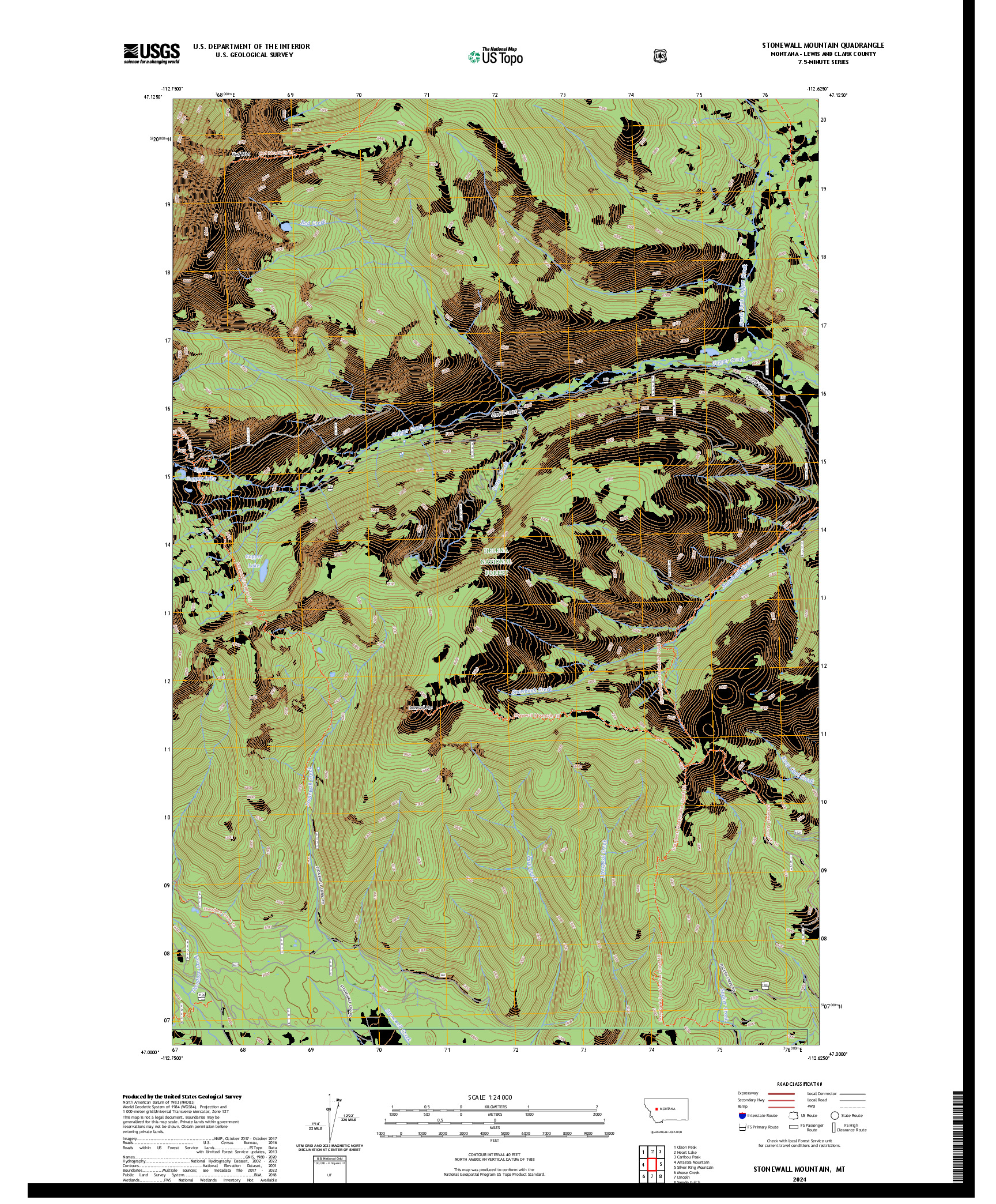 US TOPO 7.5-MINUTE MAP FOR STONEWALL MOUNTAIN, MT