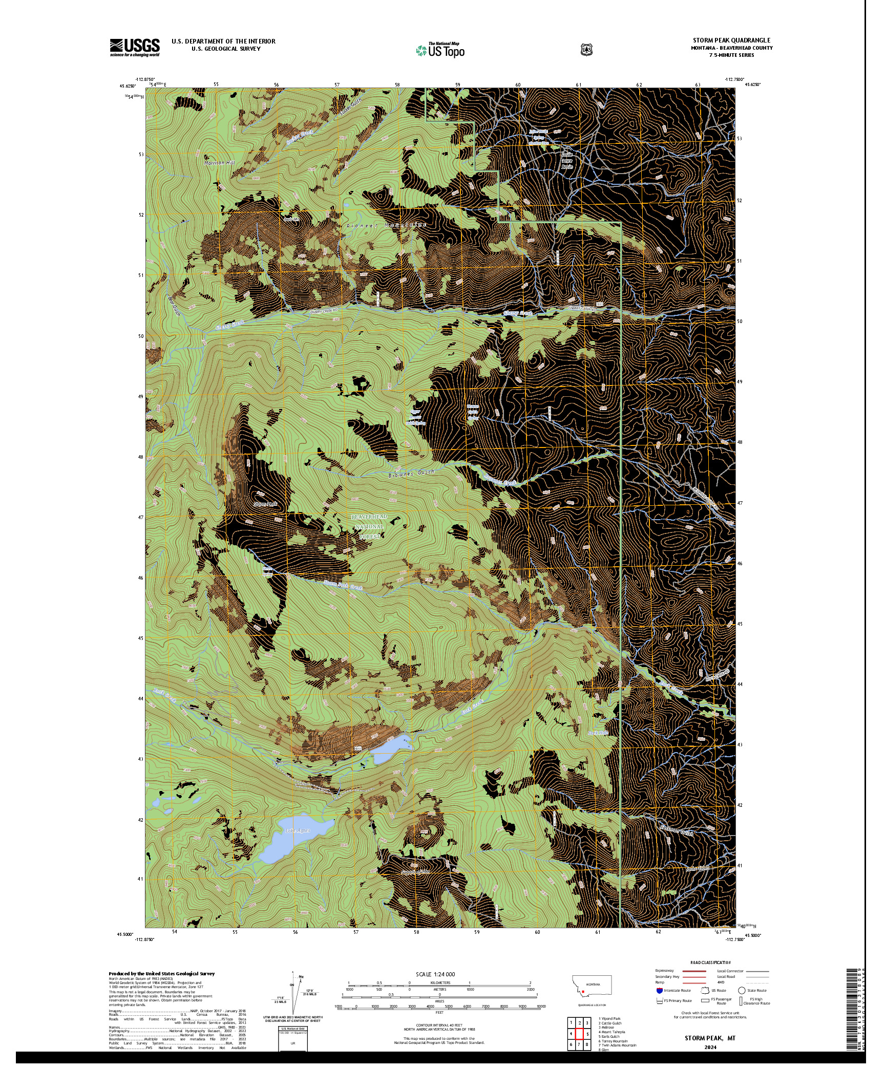 US TOPO 7.5-MINUTE MAP FOR STORM PEAK, MT