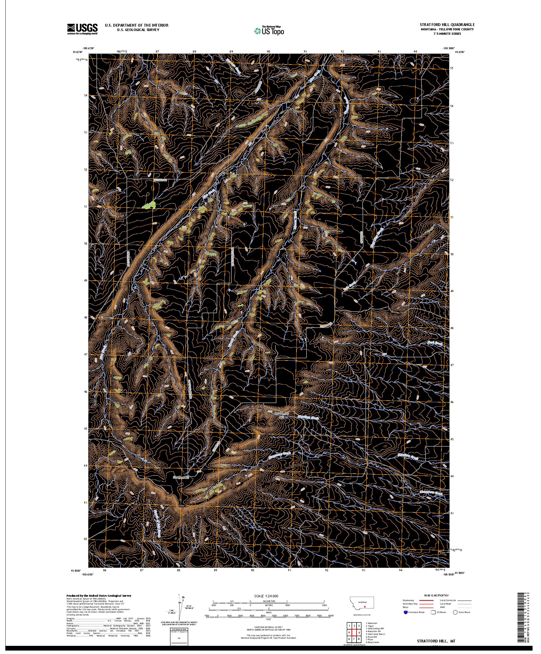US TOPO 7.5-MINUTE MAP FOR STRATFORD HILL, MT