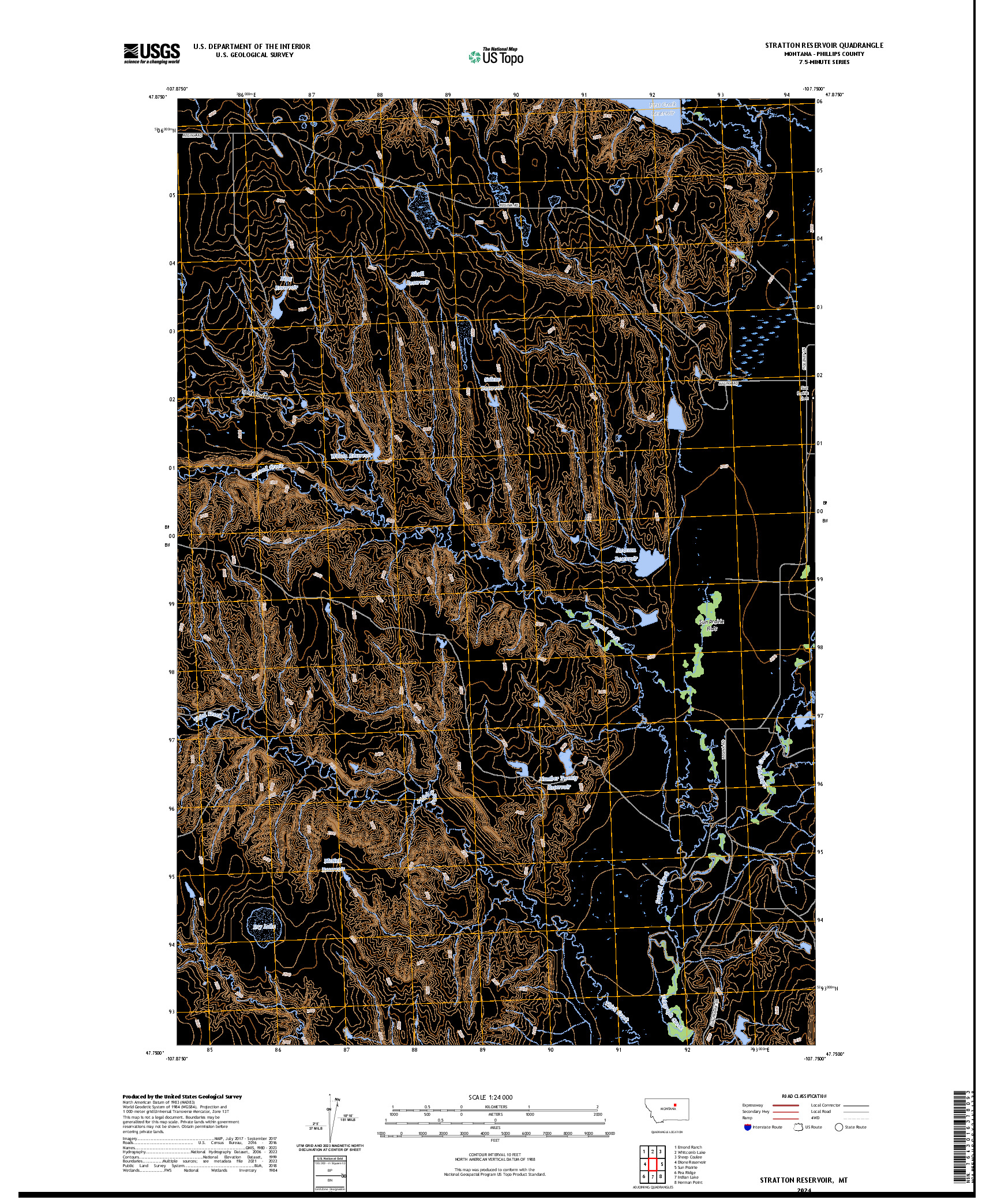 US TOPO 7.5-MINUTE MAP FOR STRATTON RESERVOIR, MT