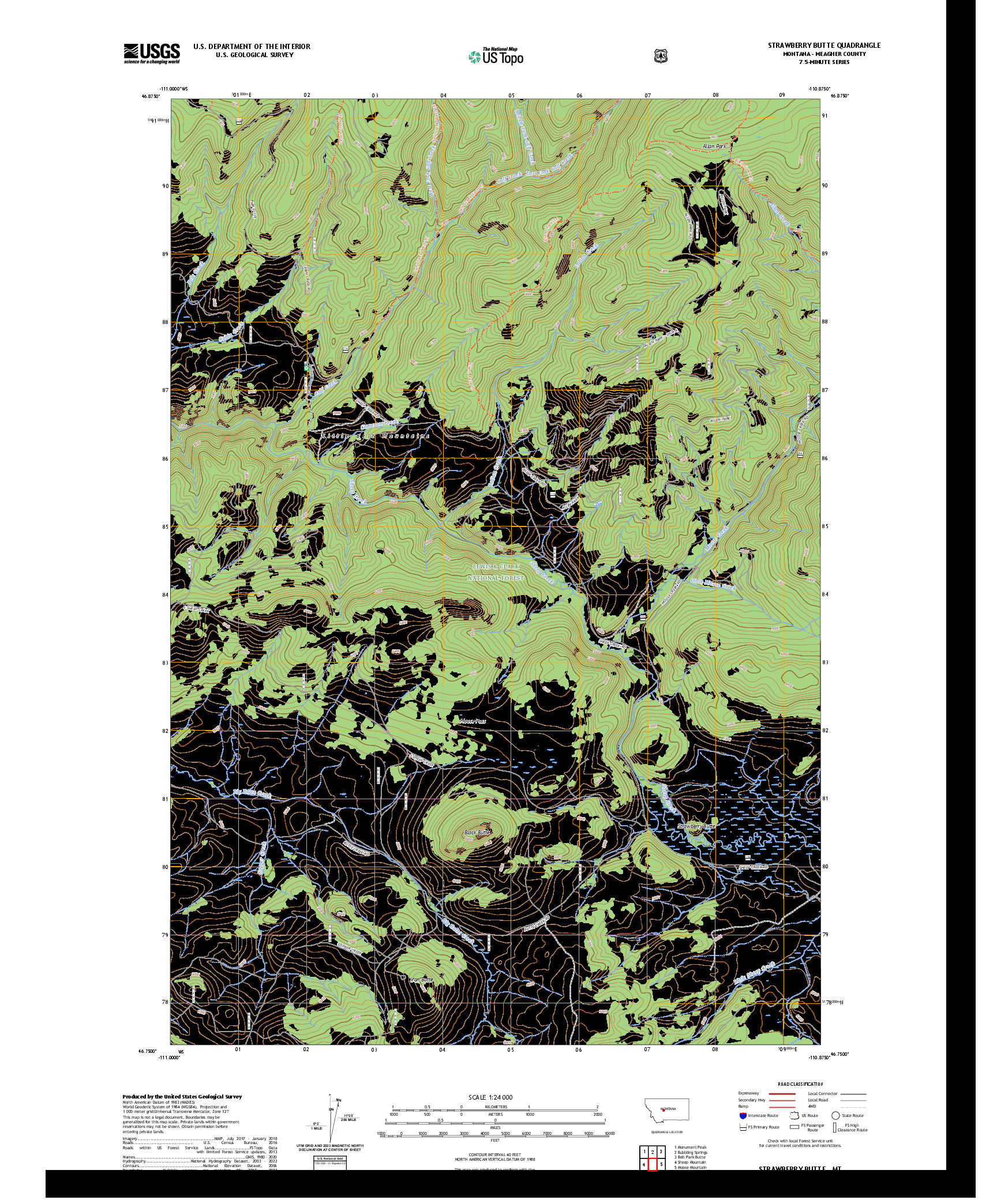 US TOPO 7.5-MINUTE MAP FOR STRAWBERRY BUTTE, MT