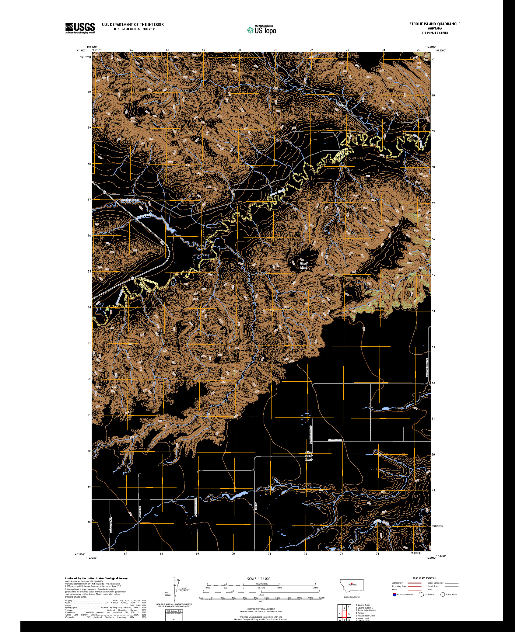 US TOPO 7.5-MINUTE MAP FOR STROUF ISLAND, MT