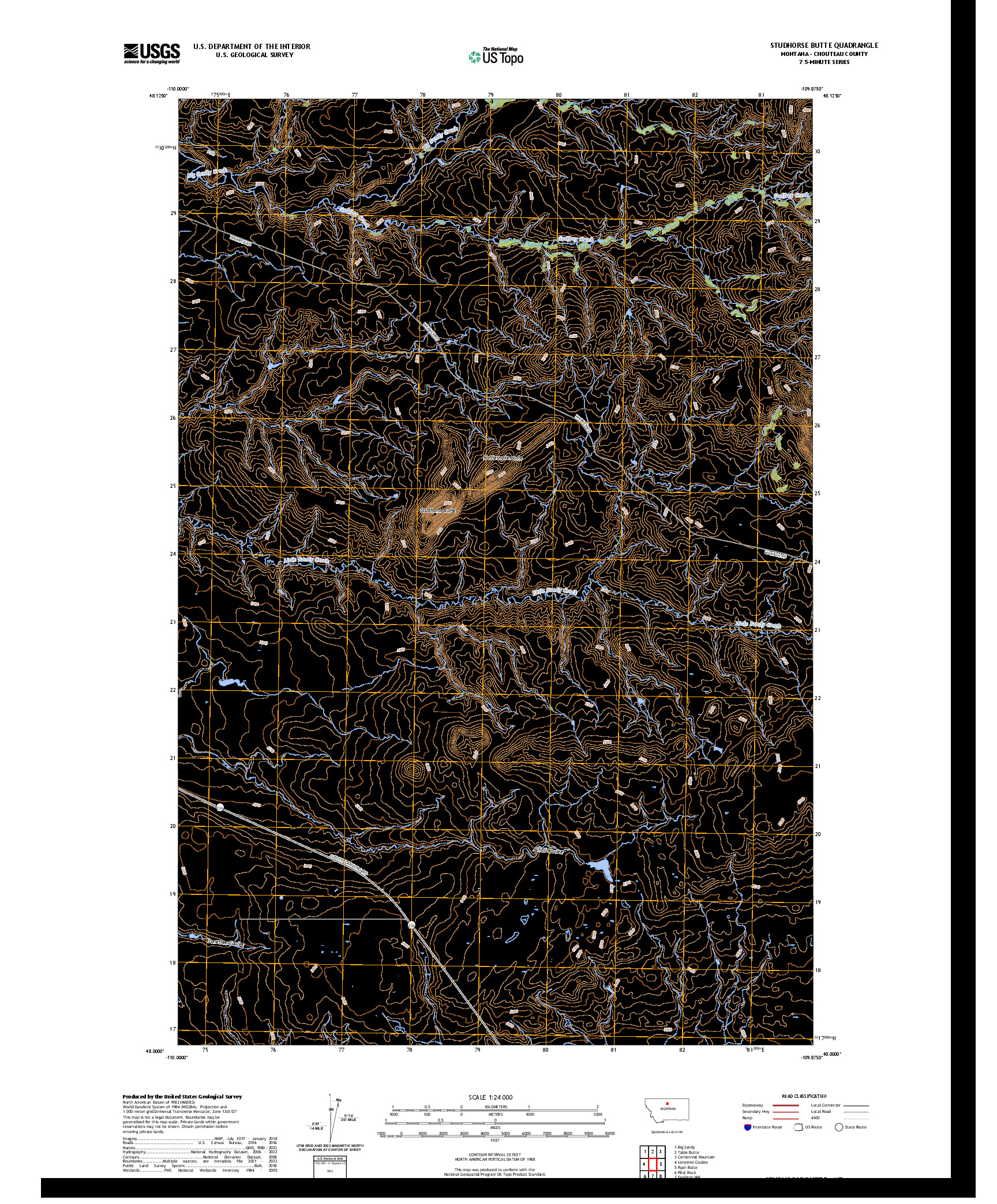 US TOPO 7.5-MINUTE MAP FOR STUDHORSE BUTTE, MT