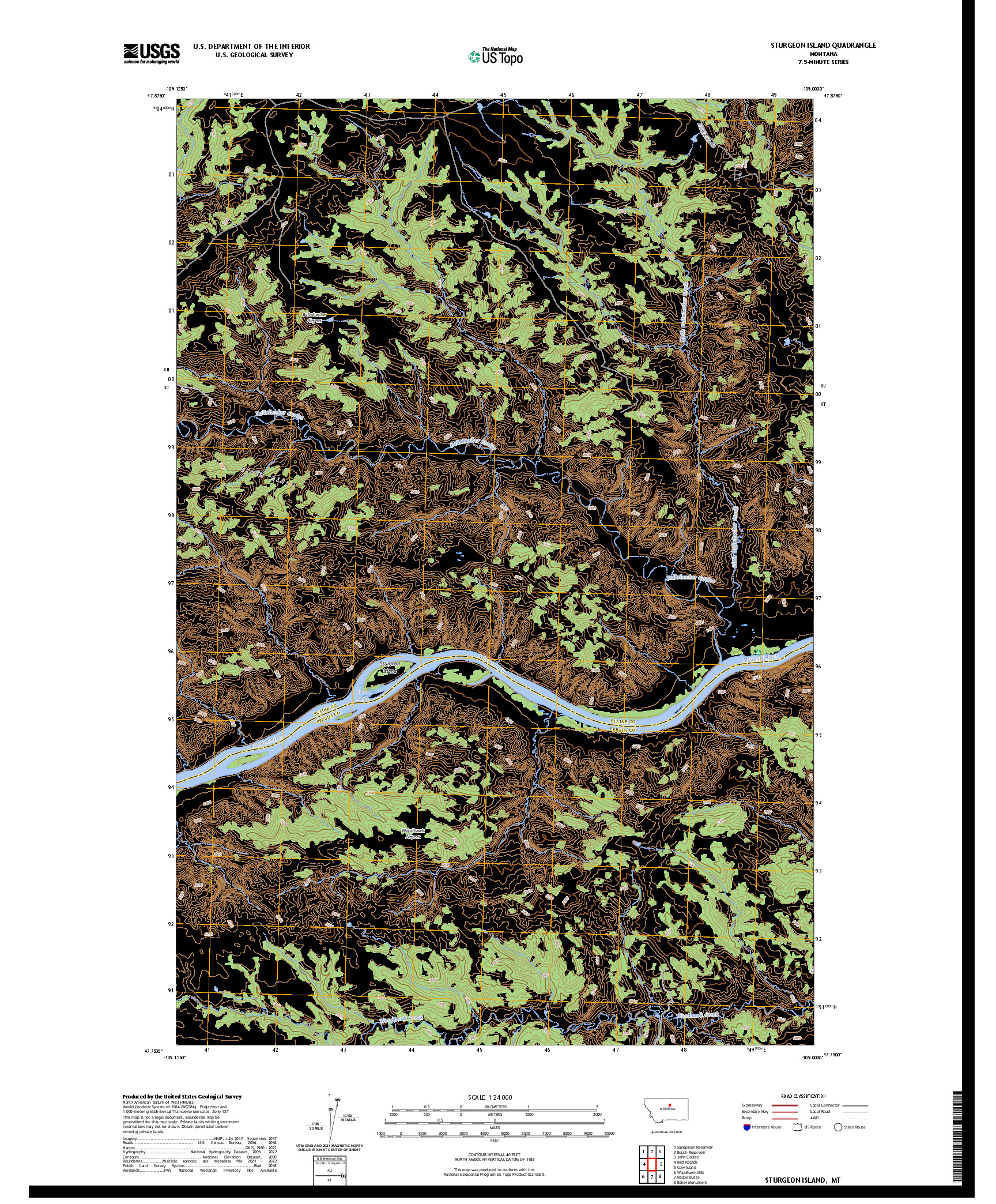 US TOPO 7.5-MINUTE MAP FOR STURGEON ISLAND, MT
