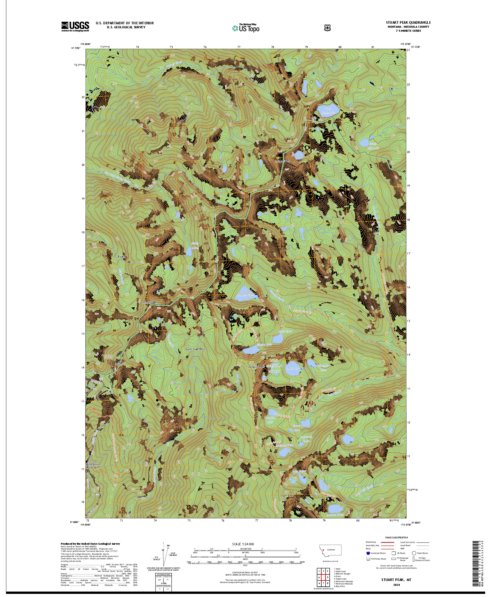 US TOPO 7.5-MINUTE MAP FOR STUART PEAK, MT