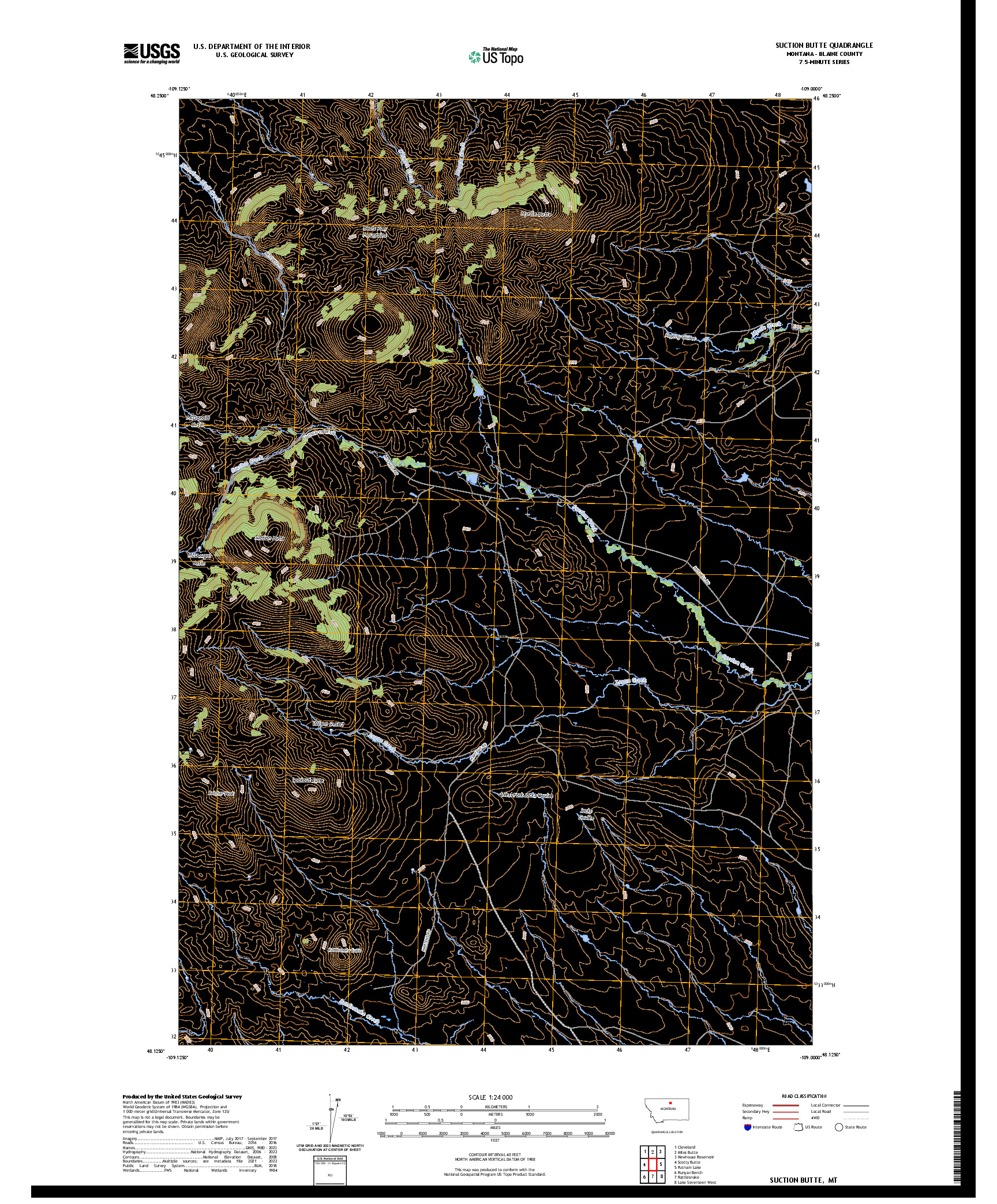 US TOPO 7.5-MINUTE MAP FOR SUCTION BUTTE, MT