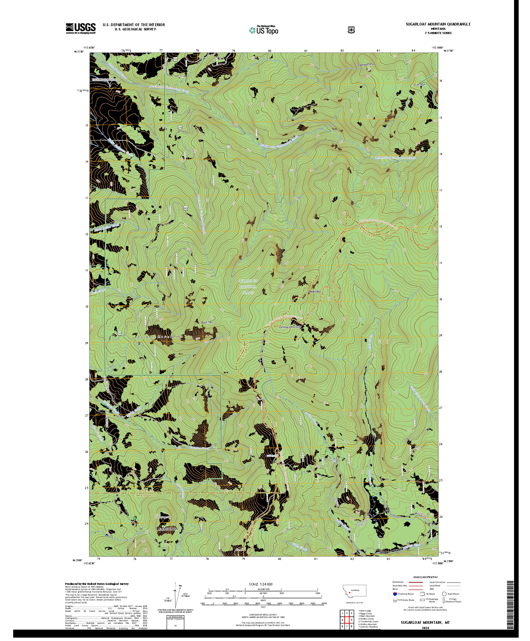 US TOPO 7.5-MINUTE MAP FOR SUGARLOAF MOUNTAIN, MT