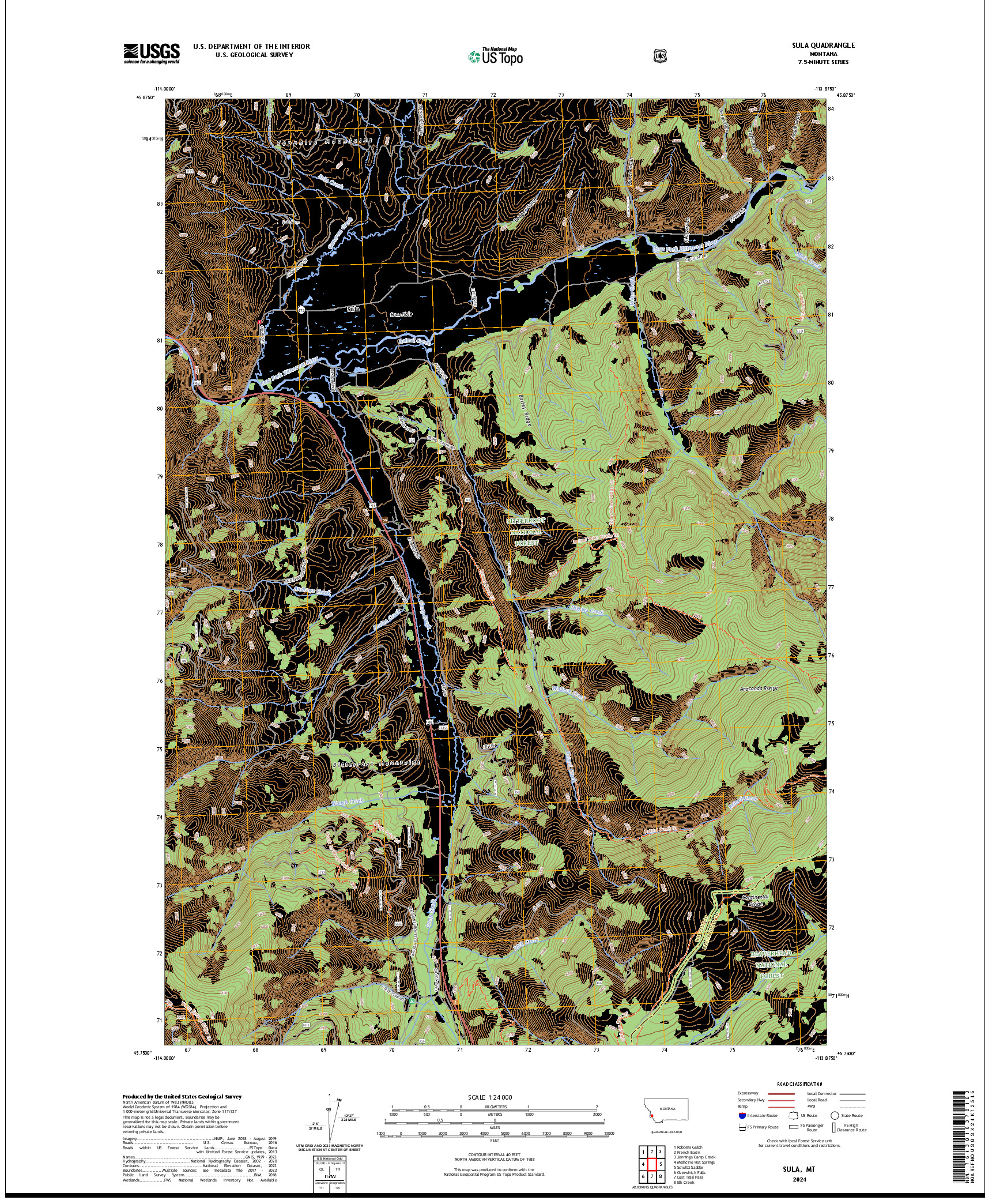 US TOPO 7.5-MINUTE MAP FOR SULA, MT