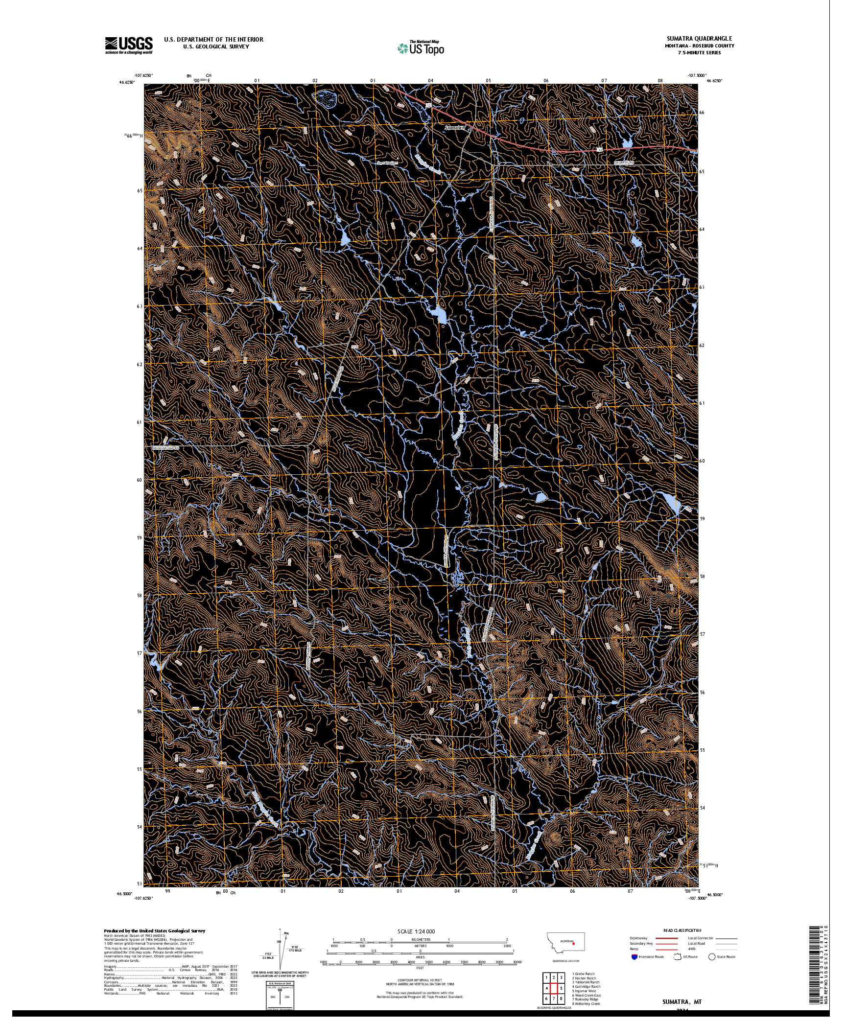 US TOPO 7.5-MINUTE MAP FOR SUMATRA, MT