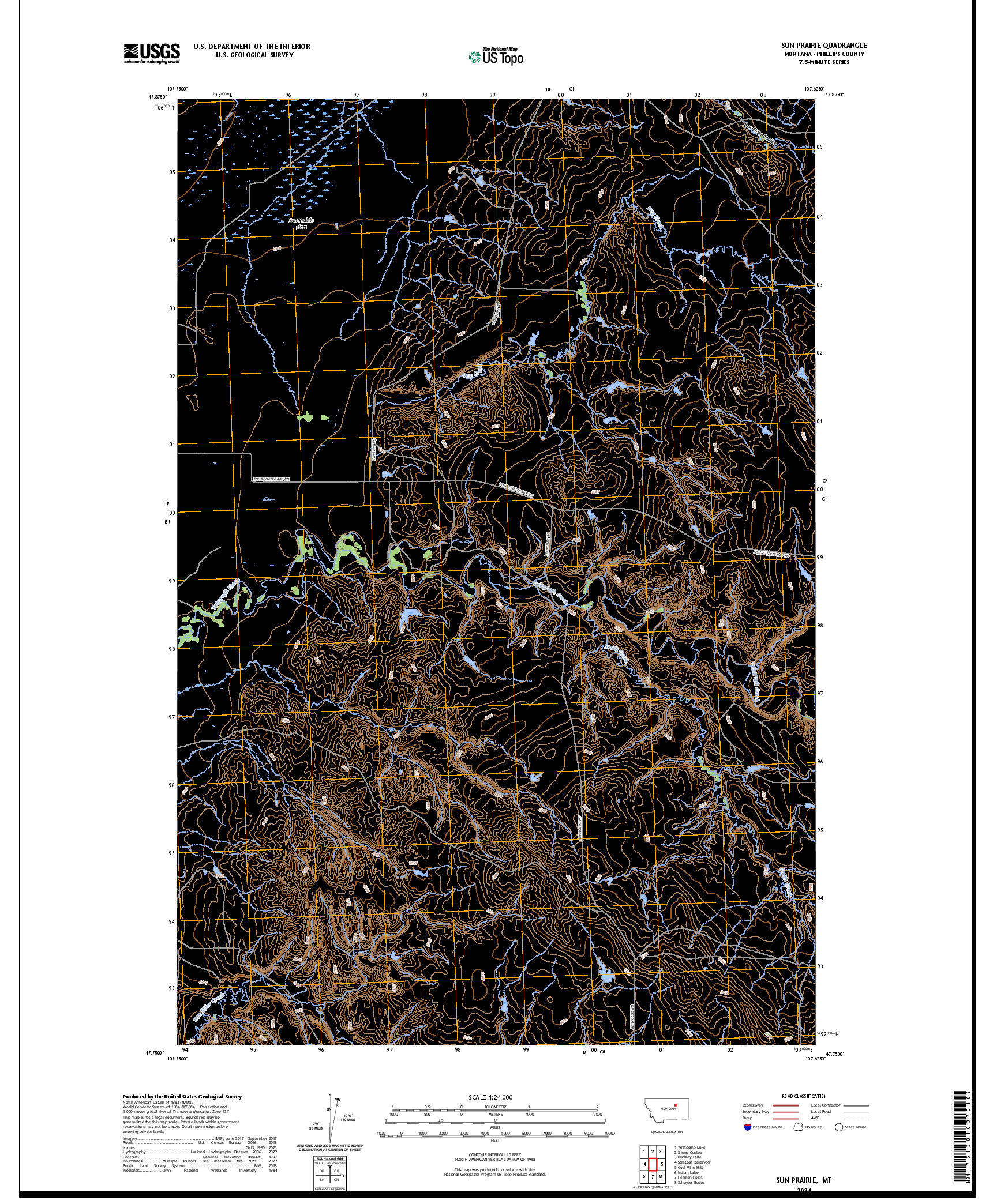 US TOPO 7.5-MINUTE MAP FOR SUN PRAIRIE, MT