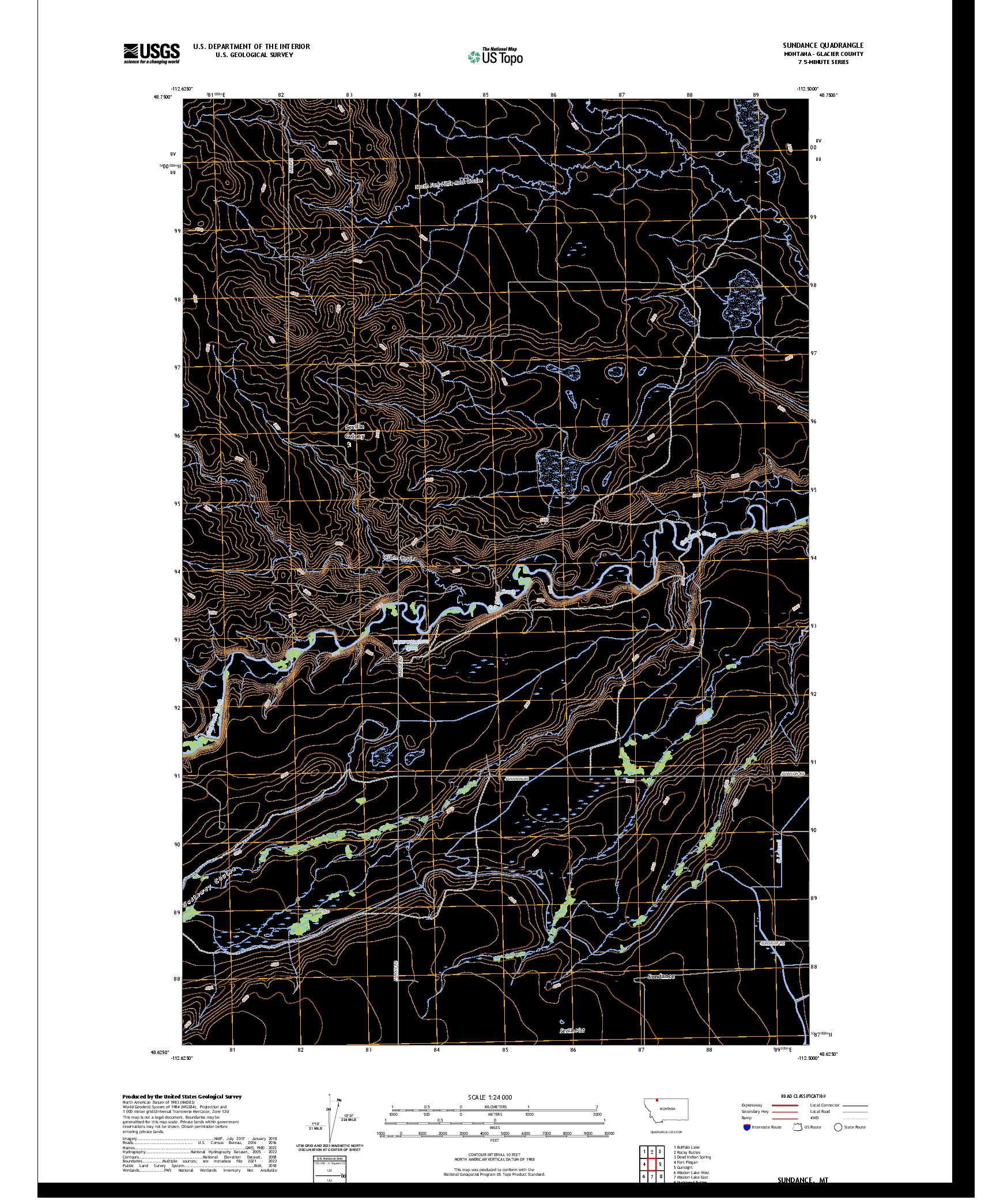 US TOPO 7.5-MINUTE MAP FOR SUNDANCE, MT