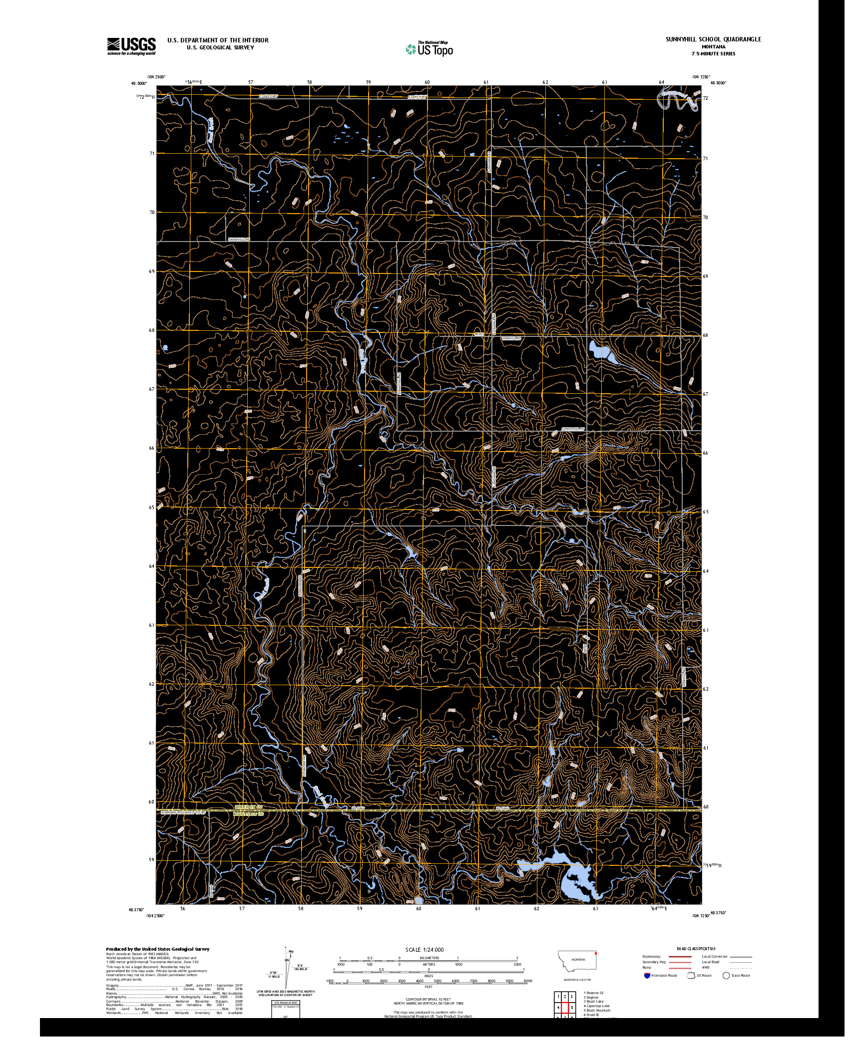 US TOPO 7.5-MINUTE MAP FOR SUNNYHILL SCHOOL, MT