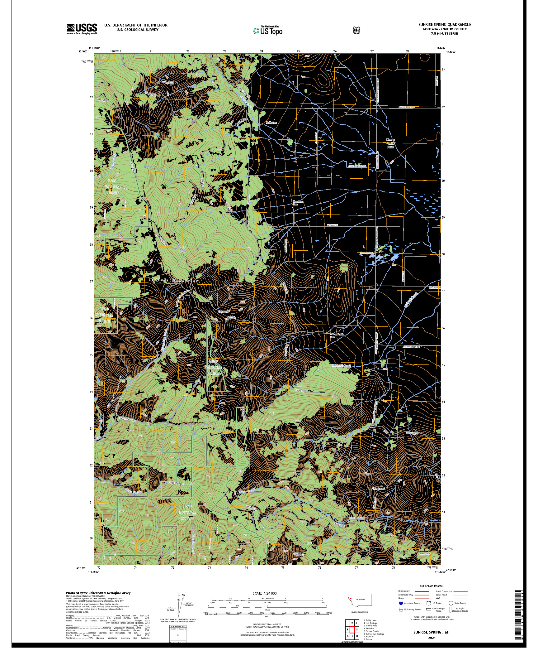 US TOPO 7.5-MINUTE MAP FOR SUNRISE SPRING, MT
