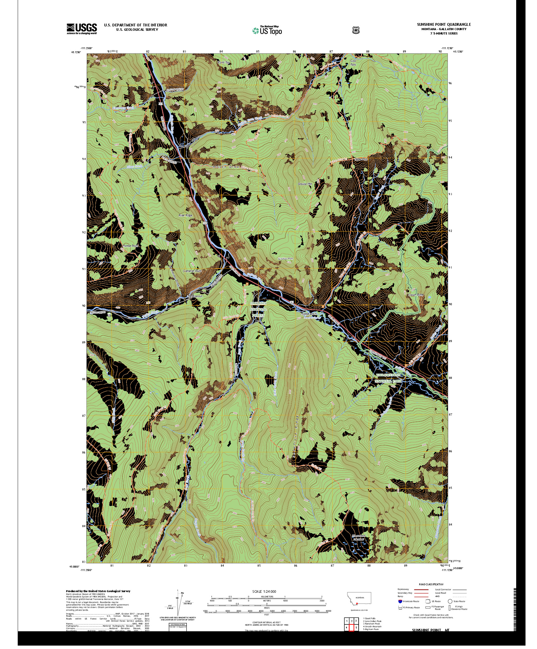 US TOPO 7.5-MINUTE MAP FOR SUNSHINE POINT, MT