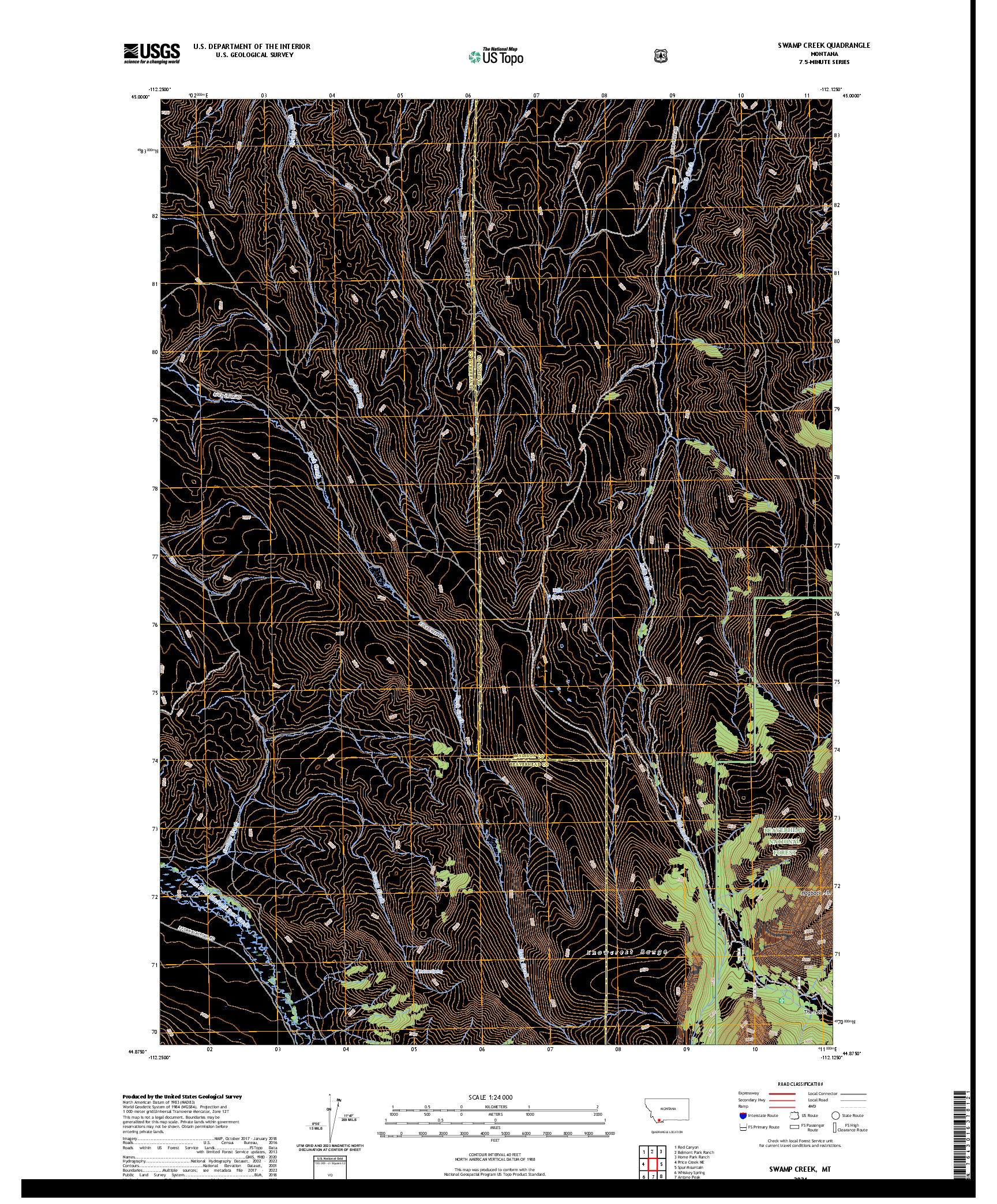 US TOPO 7.5-MINUTE MAP FOR SWAMP CREEK, MT