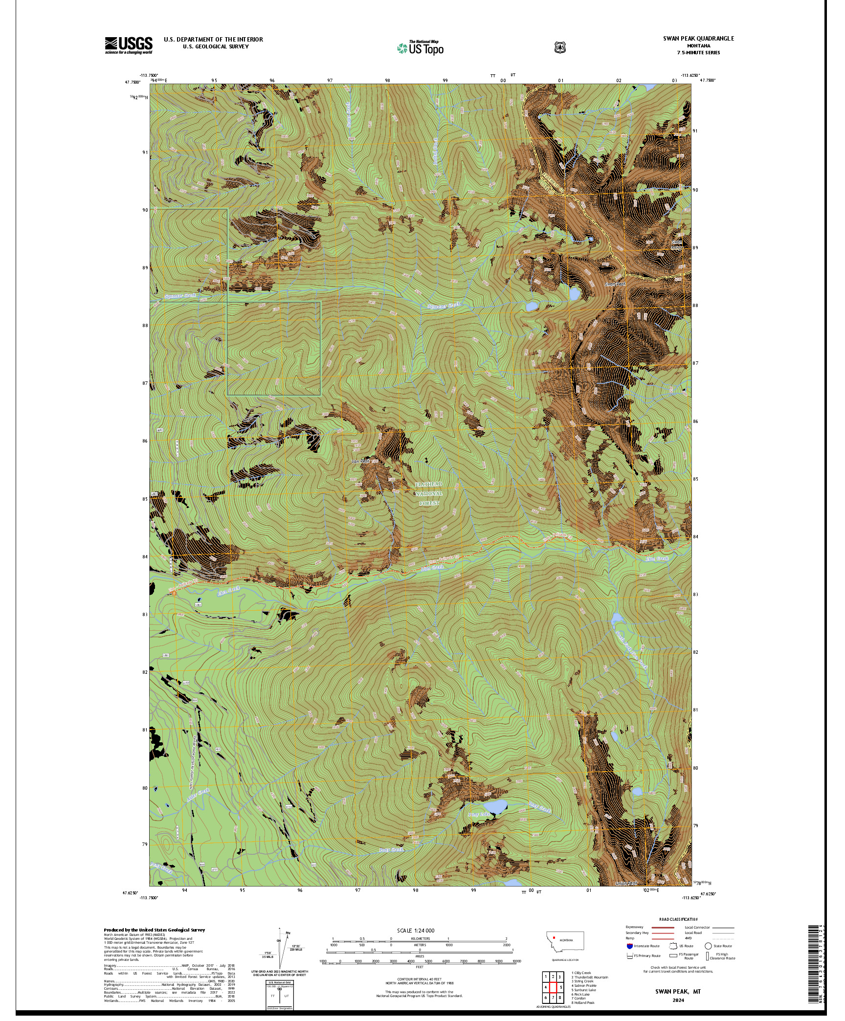 US TOPO 7.5-MINUTE MAP FOR SWAN PEAK, MT