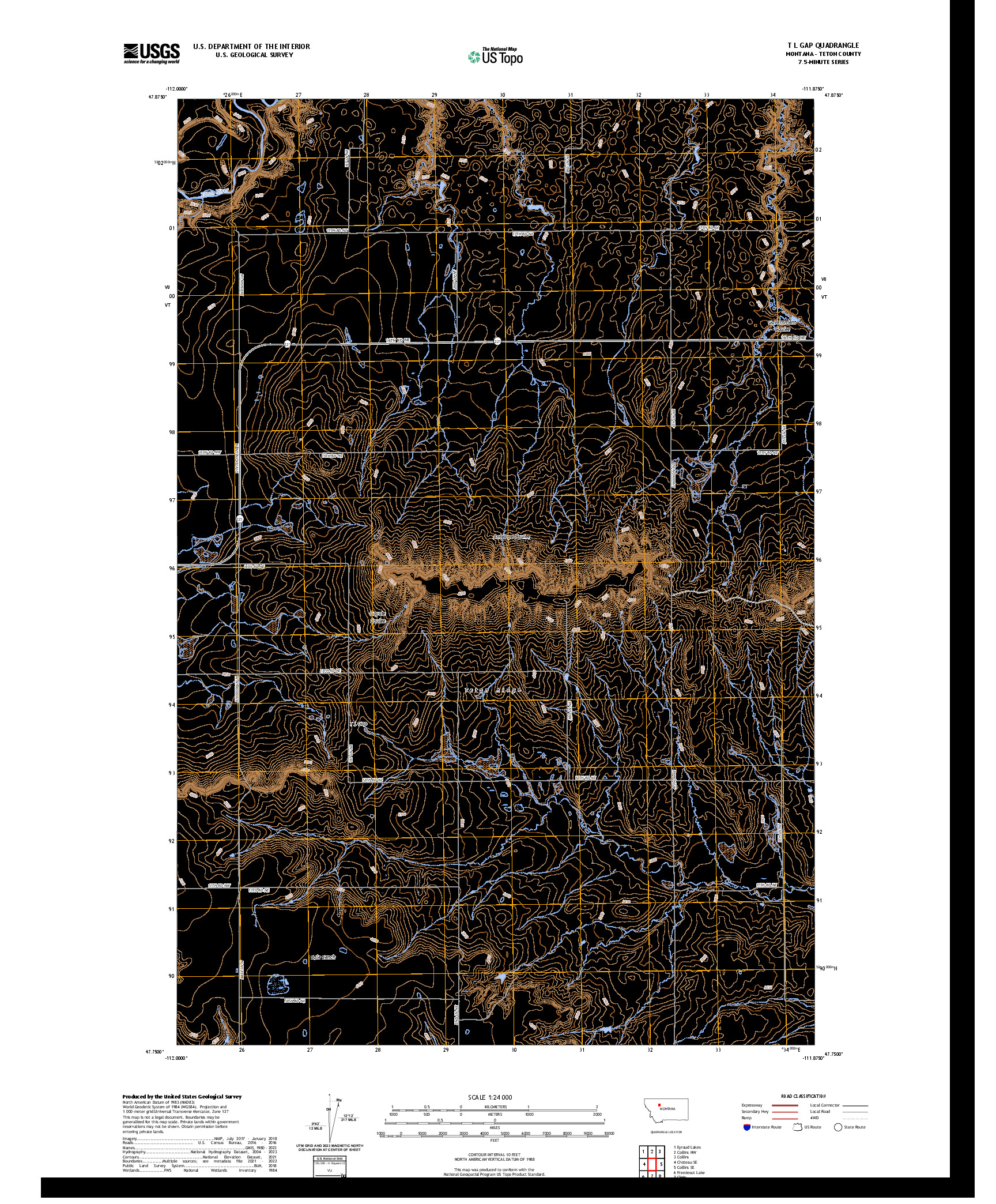 US TOPO 7.5-MINUTE MAP FOR T L GAP, MT