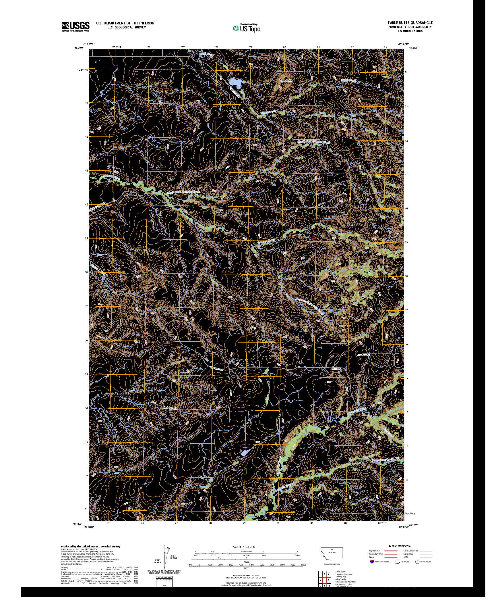US TOPO 7.5-MINUTE MAP FOR TABLE BUTTE, MT