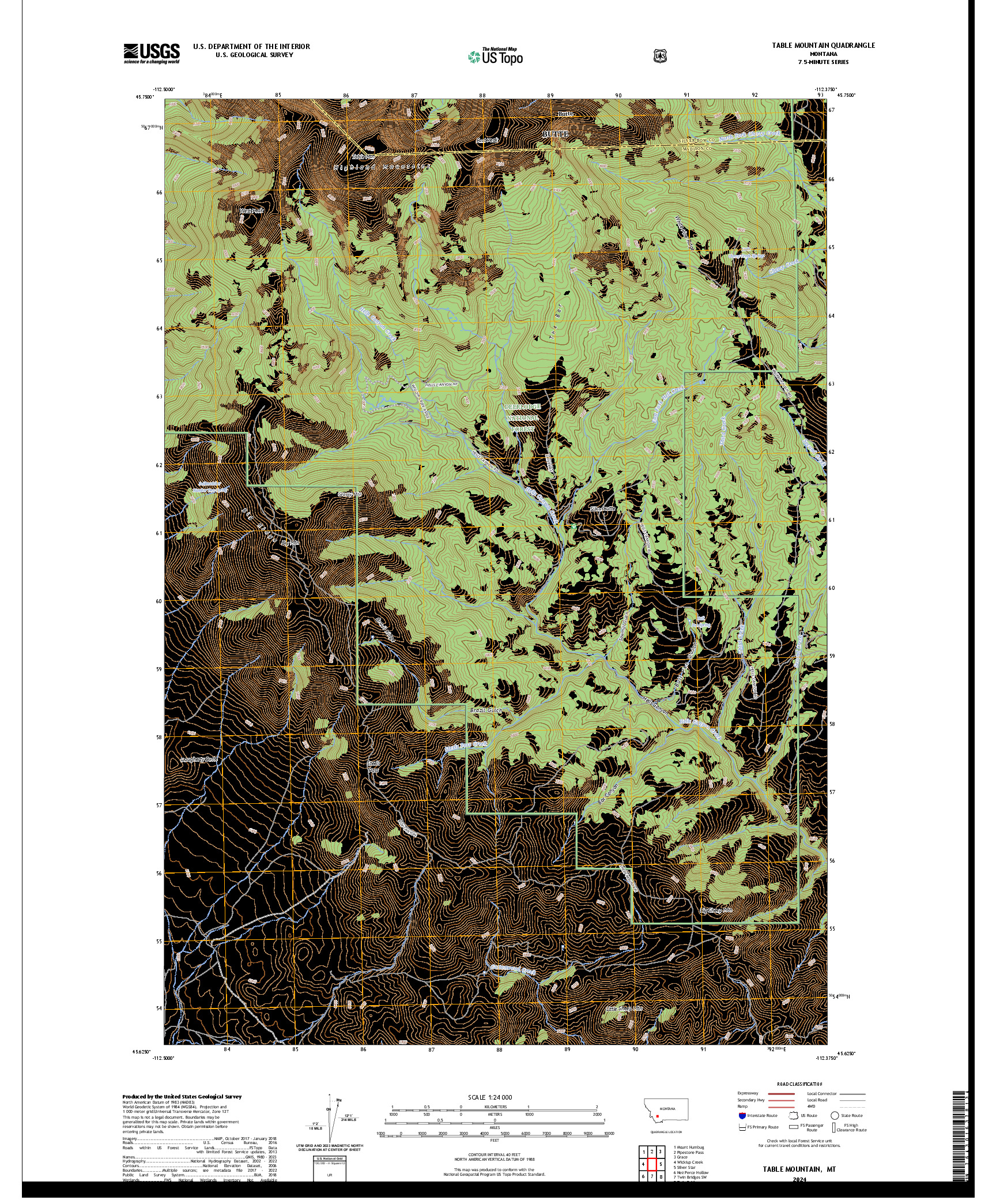 US TOPO 7.5-MINUTE MAP FOR TABLE MOUNTAIN, MT