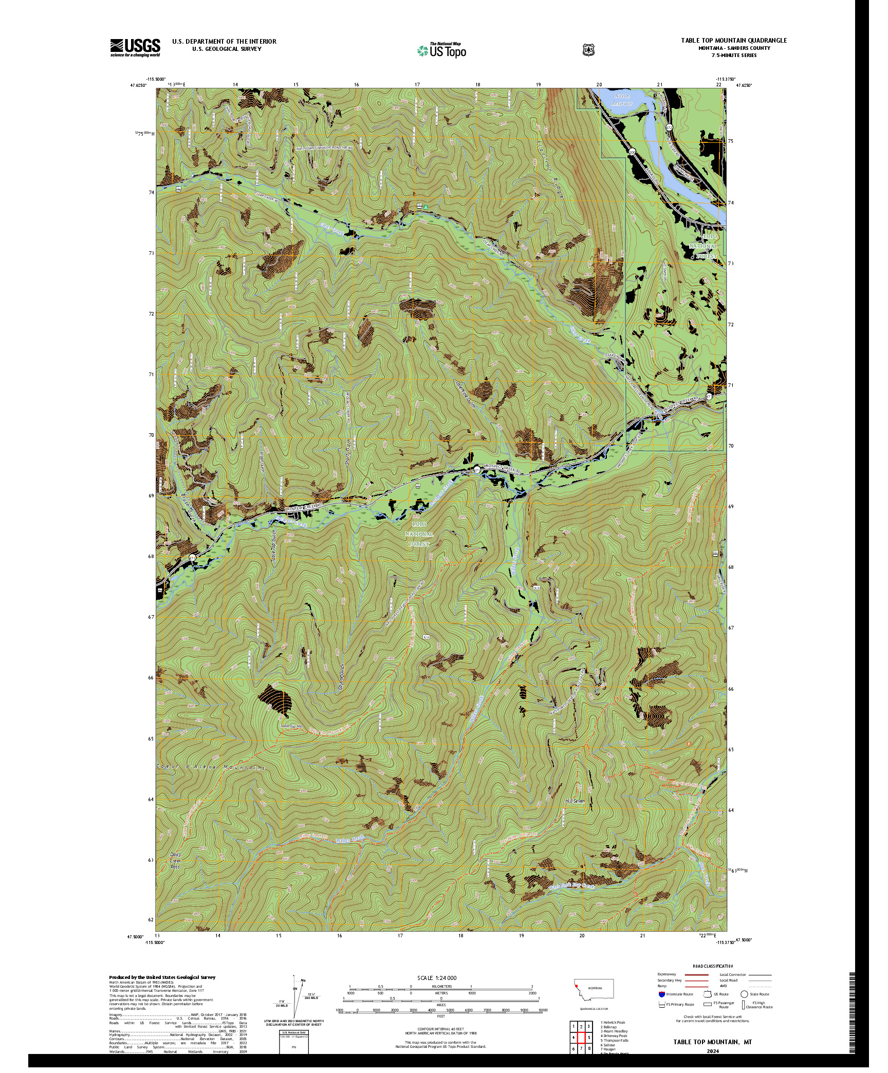 US TOPO 7.5-MINUTE MAP FOR TABLE TOP MOUNTAIN, MT