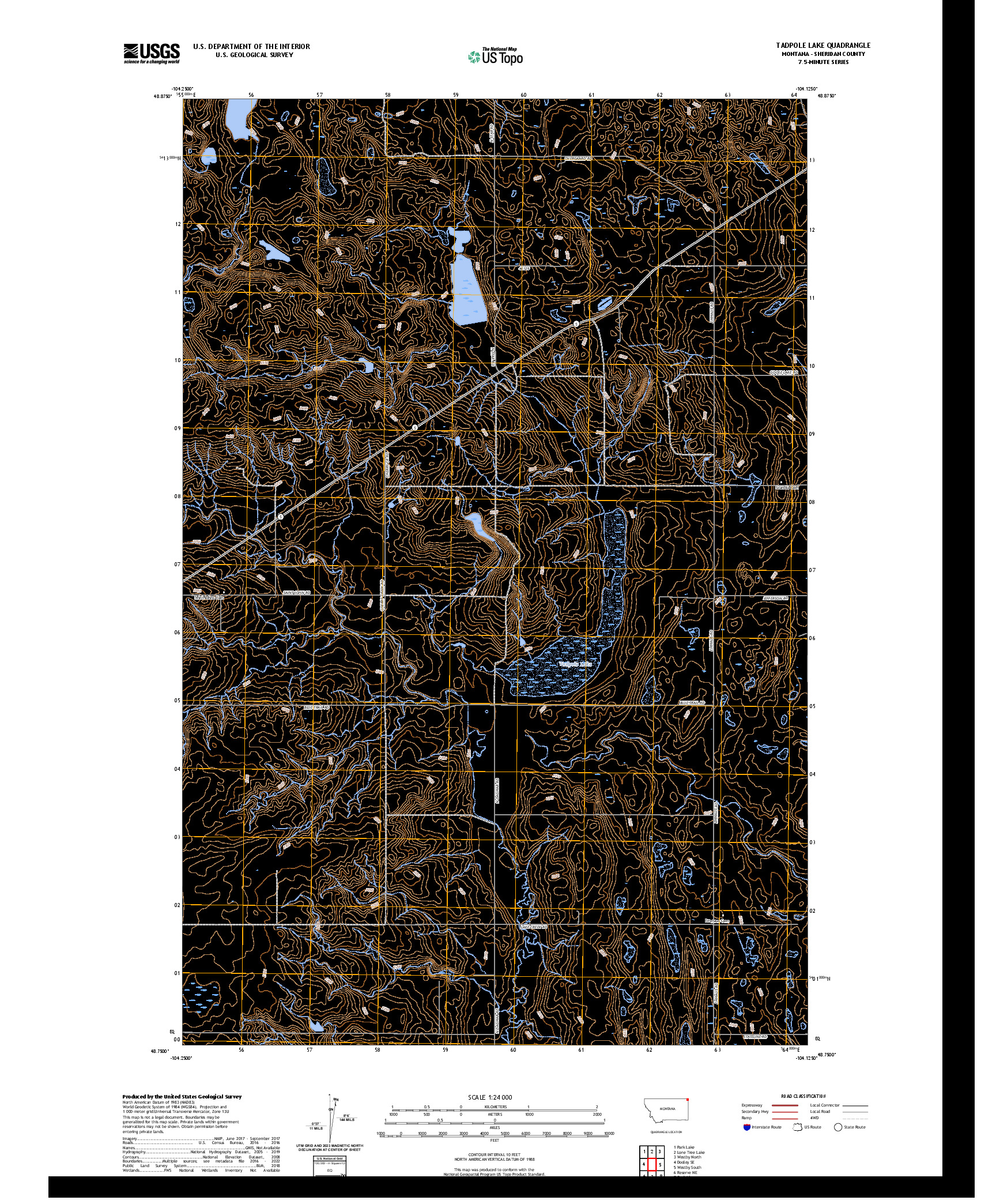 US TOPO 7.5-MINUTE MAP FOR TADPOLE LAKE, MT