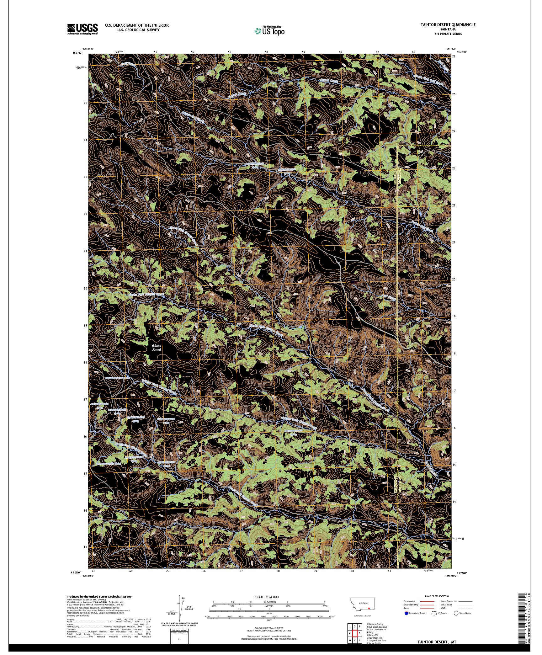 US TOPO 7.5-MINUTE MAP FOR TAINTOR DESERT, MT