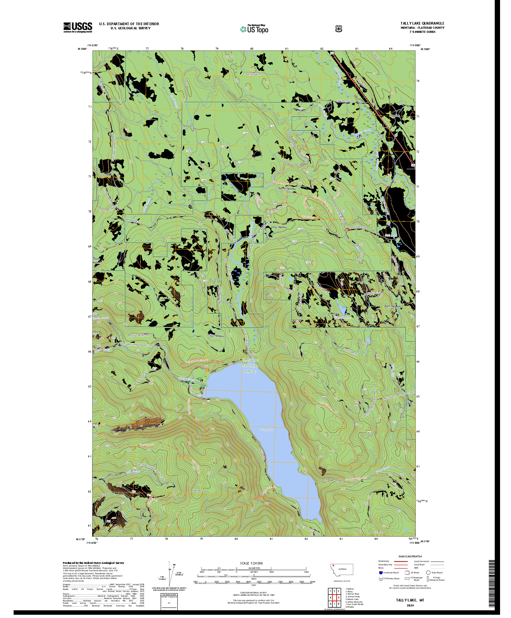 US TOPO 7.5-MINUTE MAP FOR TALLY LAKE, MT