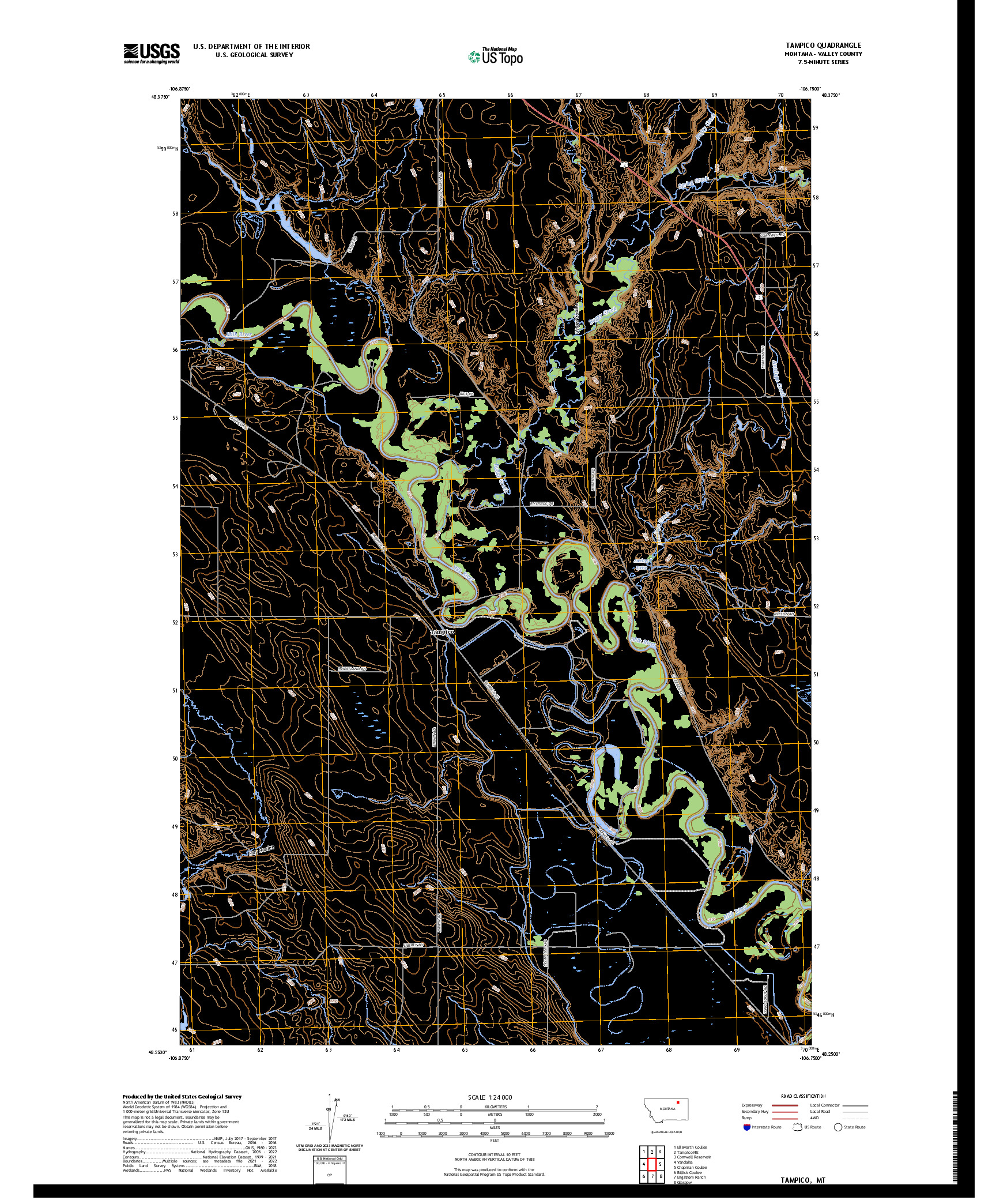 US TOPO 7.5-MINUTE MAP FOR TAMPICO, MT