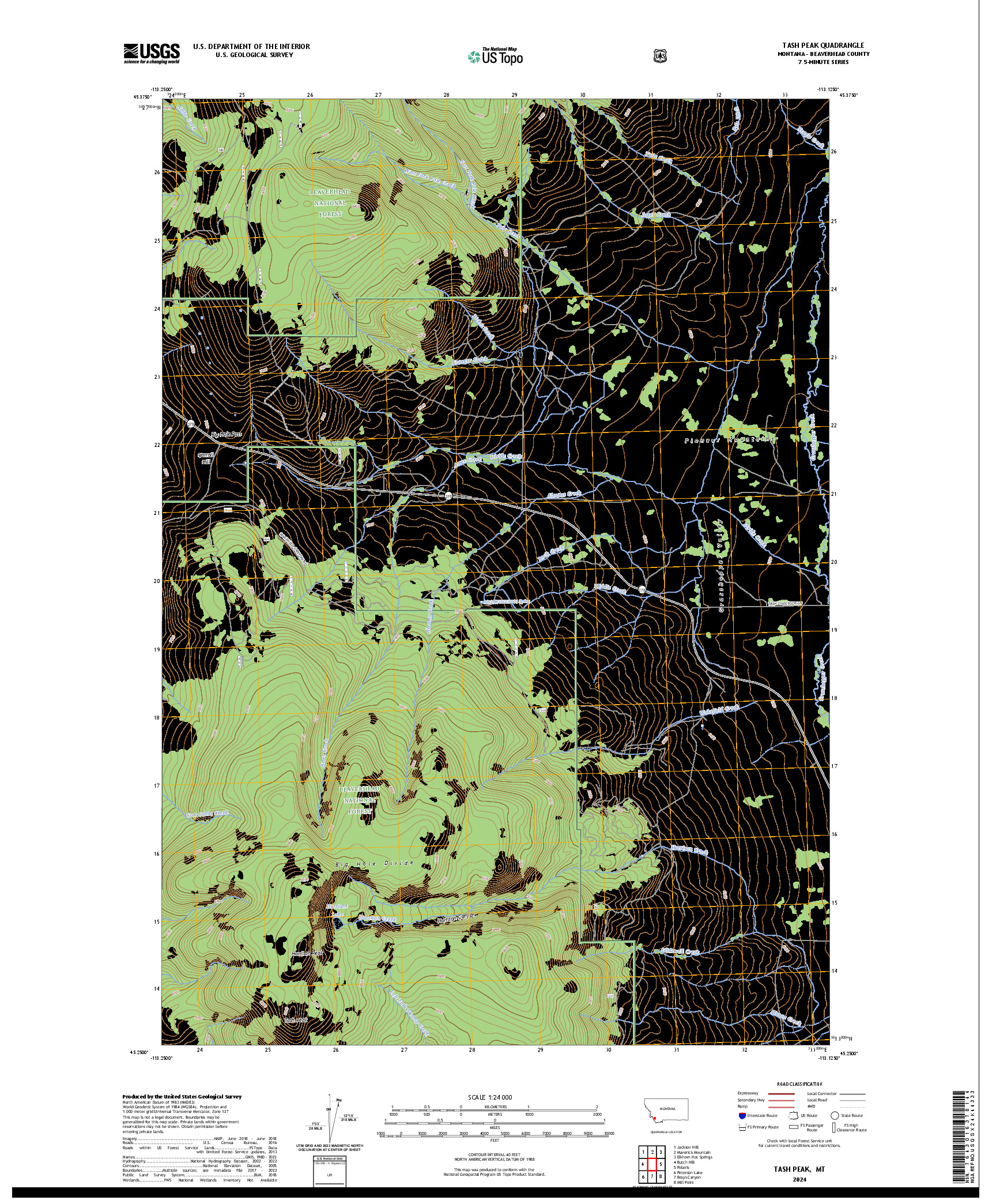 US TOPO 7.5-MINUTE MAP FOR TASH PEAK, MT