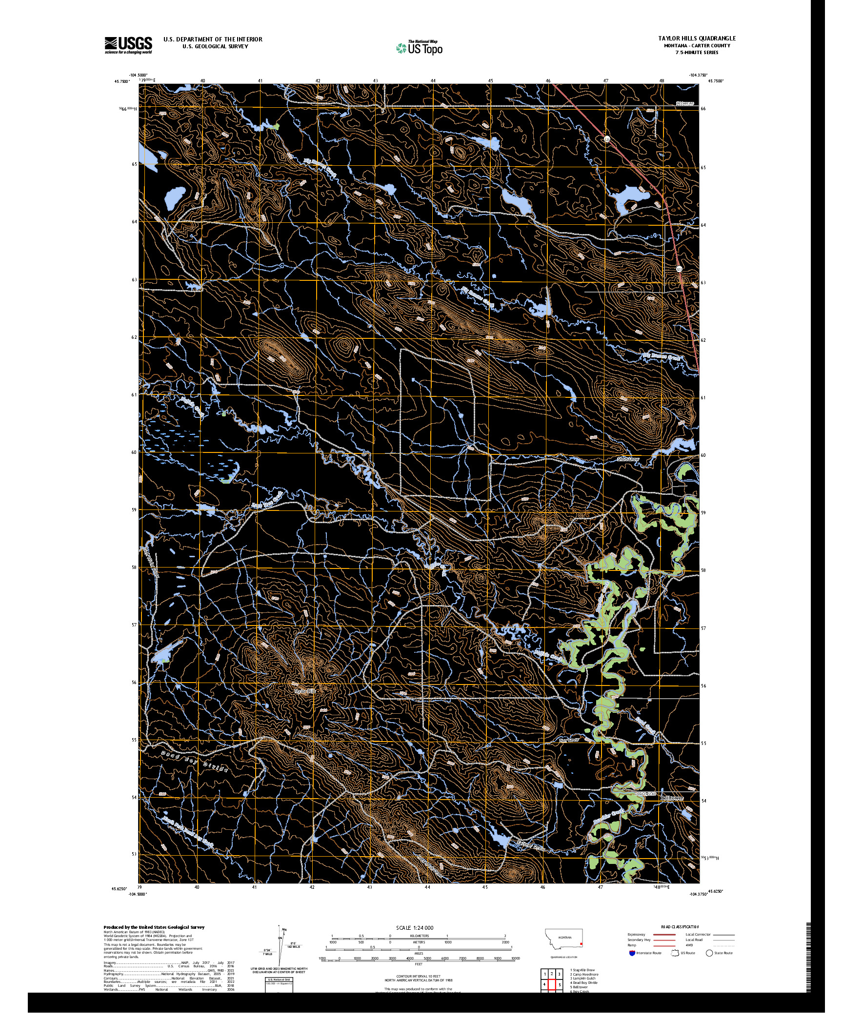 US TOPO 7.5-MINUTE MAP FOR TAYLOR HILLS, MT