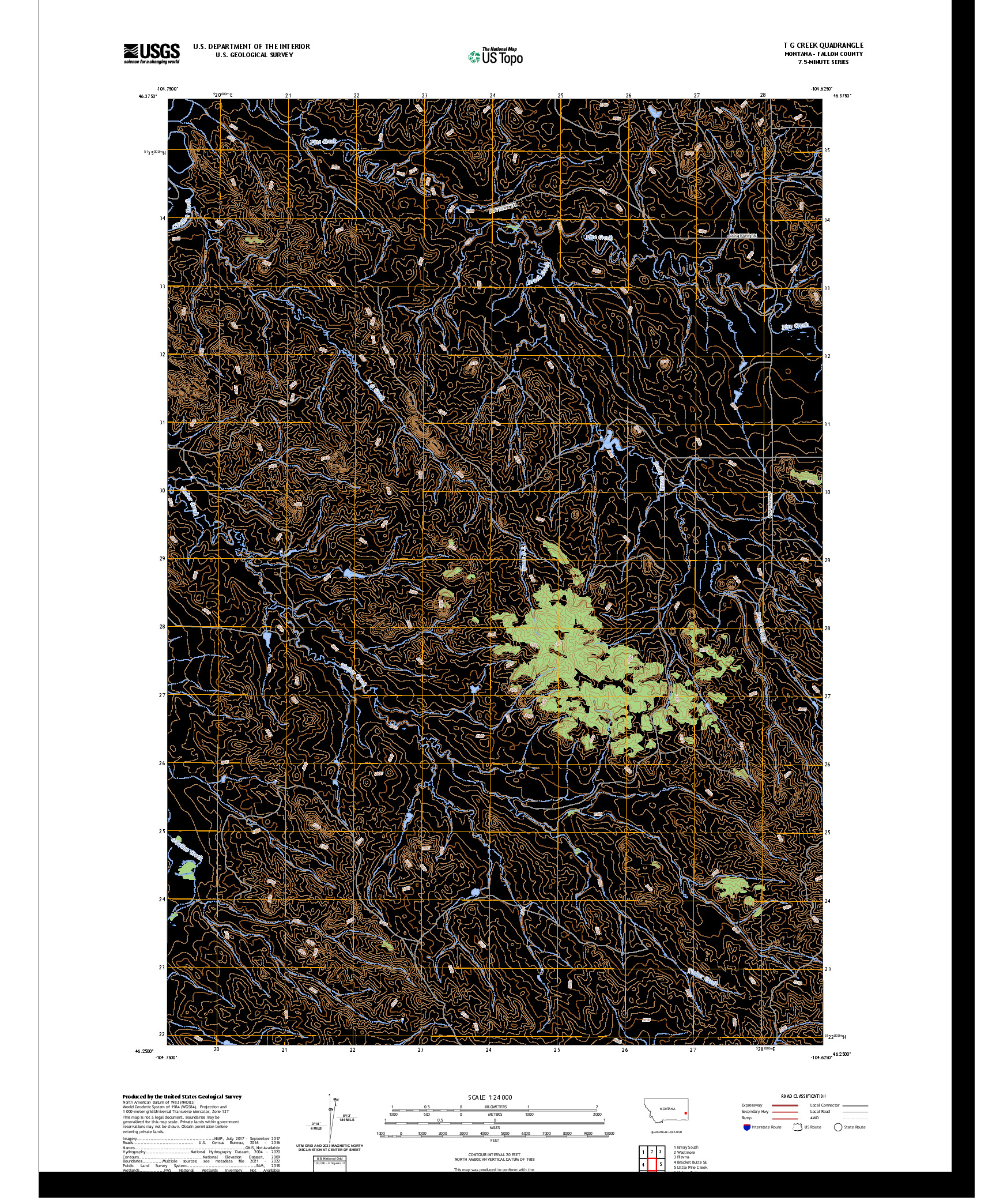 US TOPO 7.5-MINUTE MAP FOR T G CREEK, MT