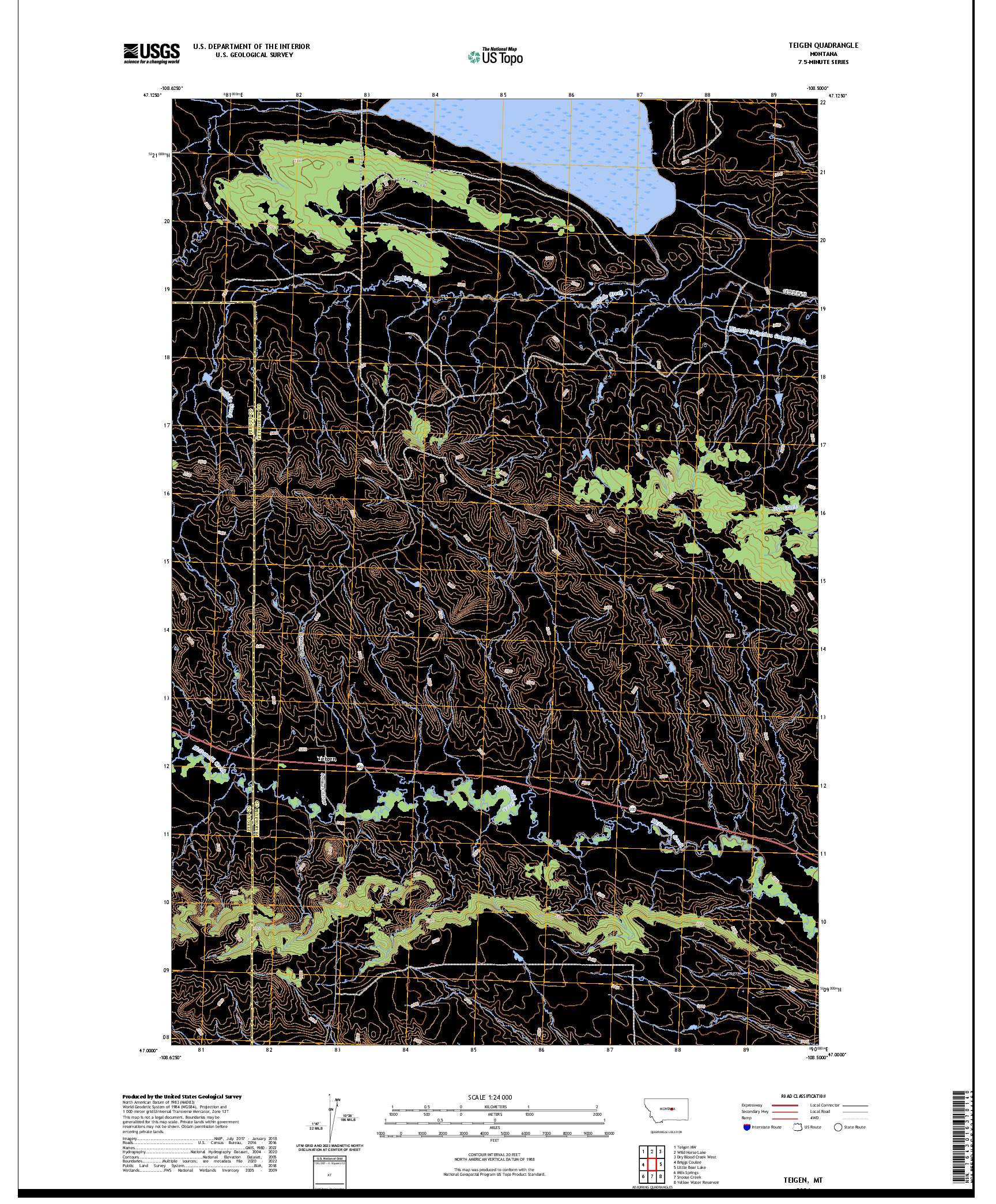 US TOPO 7.5-MINUTE MAP FOR TEIGEN, MT