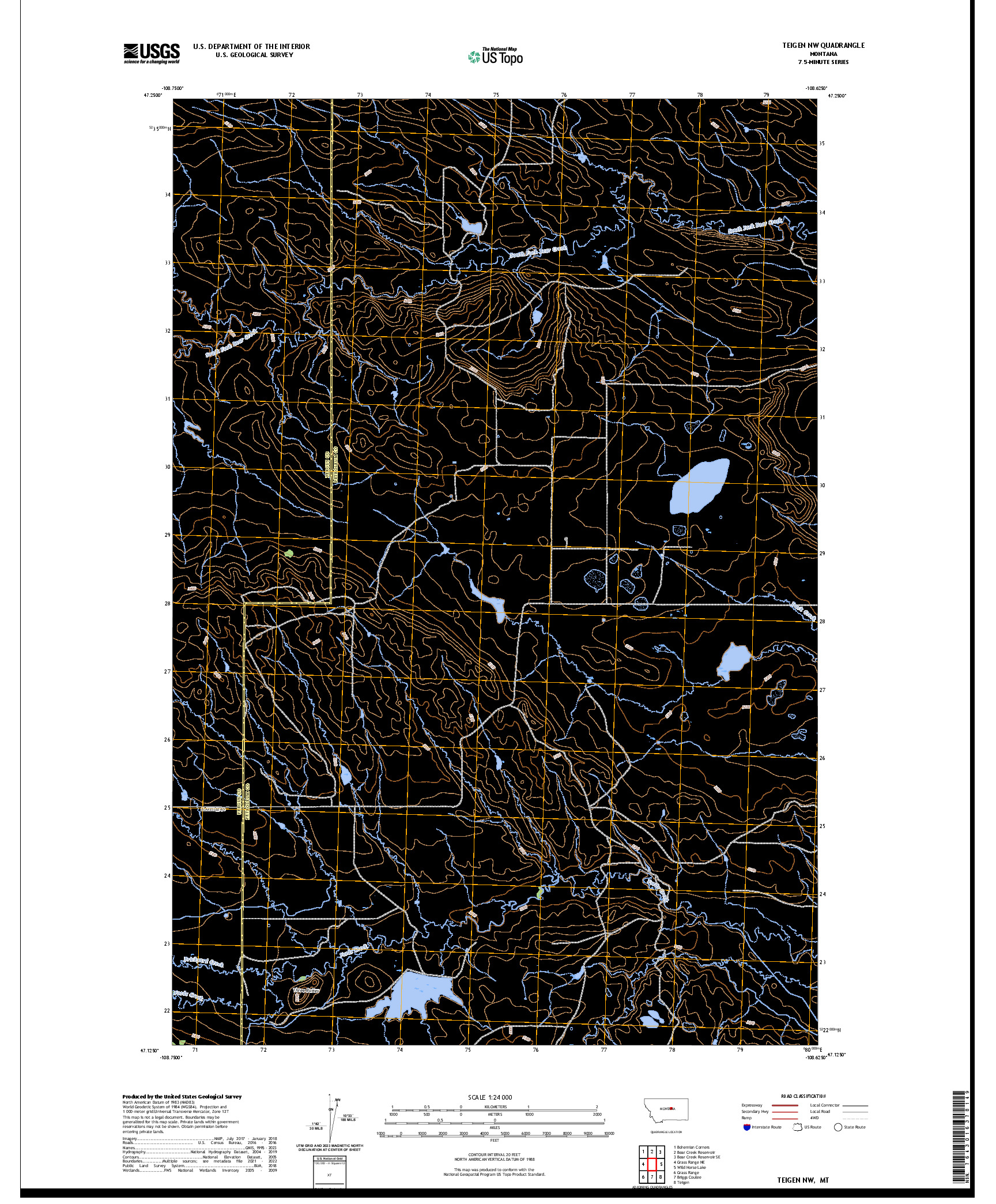 US TOPO 7.5-MINUTE MAP FOR TEIGEN NW, MT