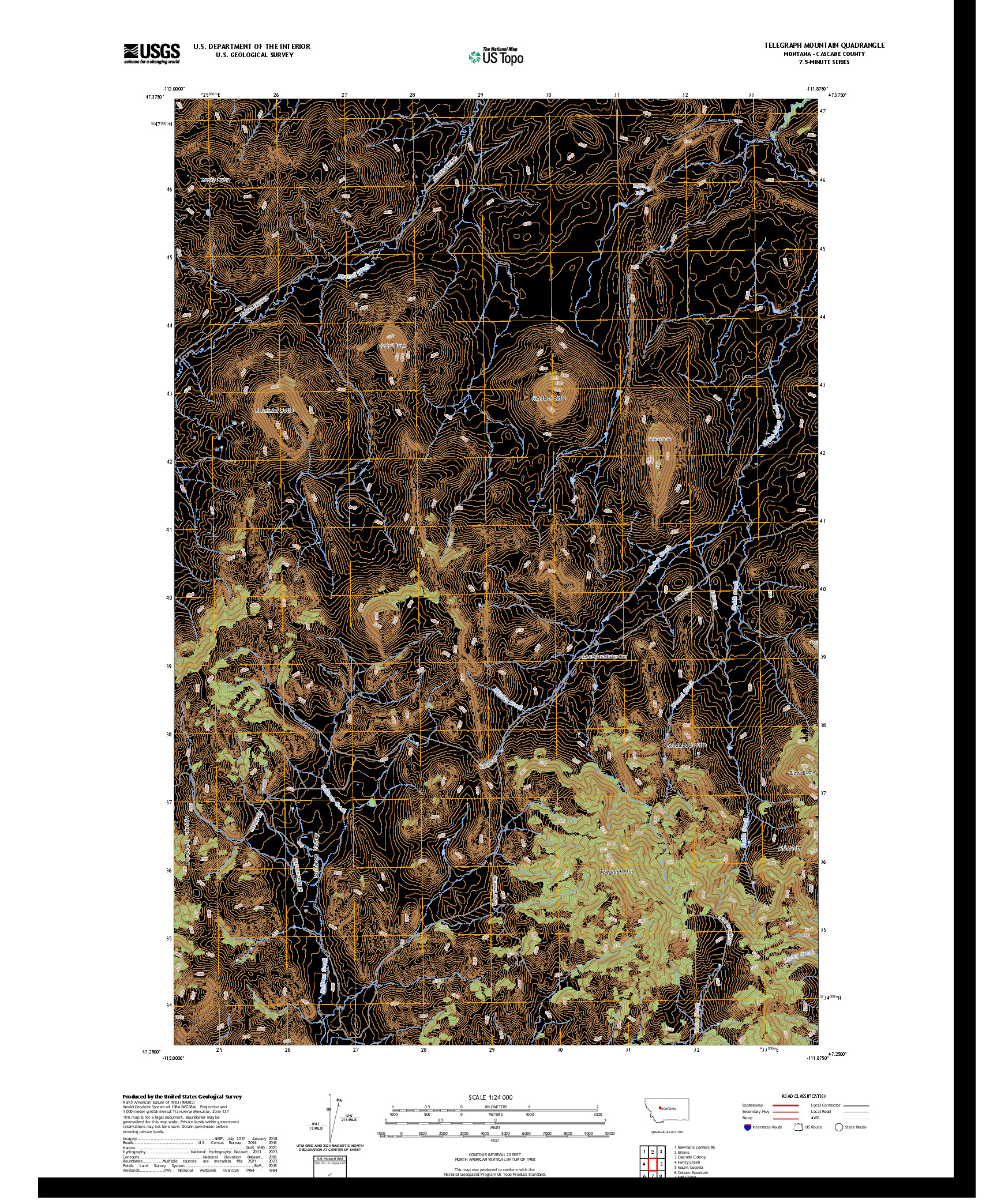 US TOPO 7.5-MINUTE MAP FOR TELEGRAPH MOUNTAIN, MT