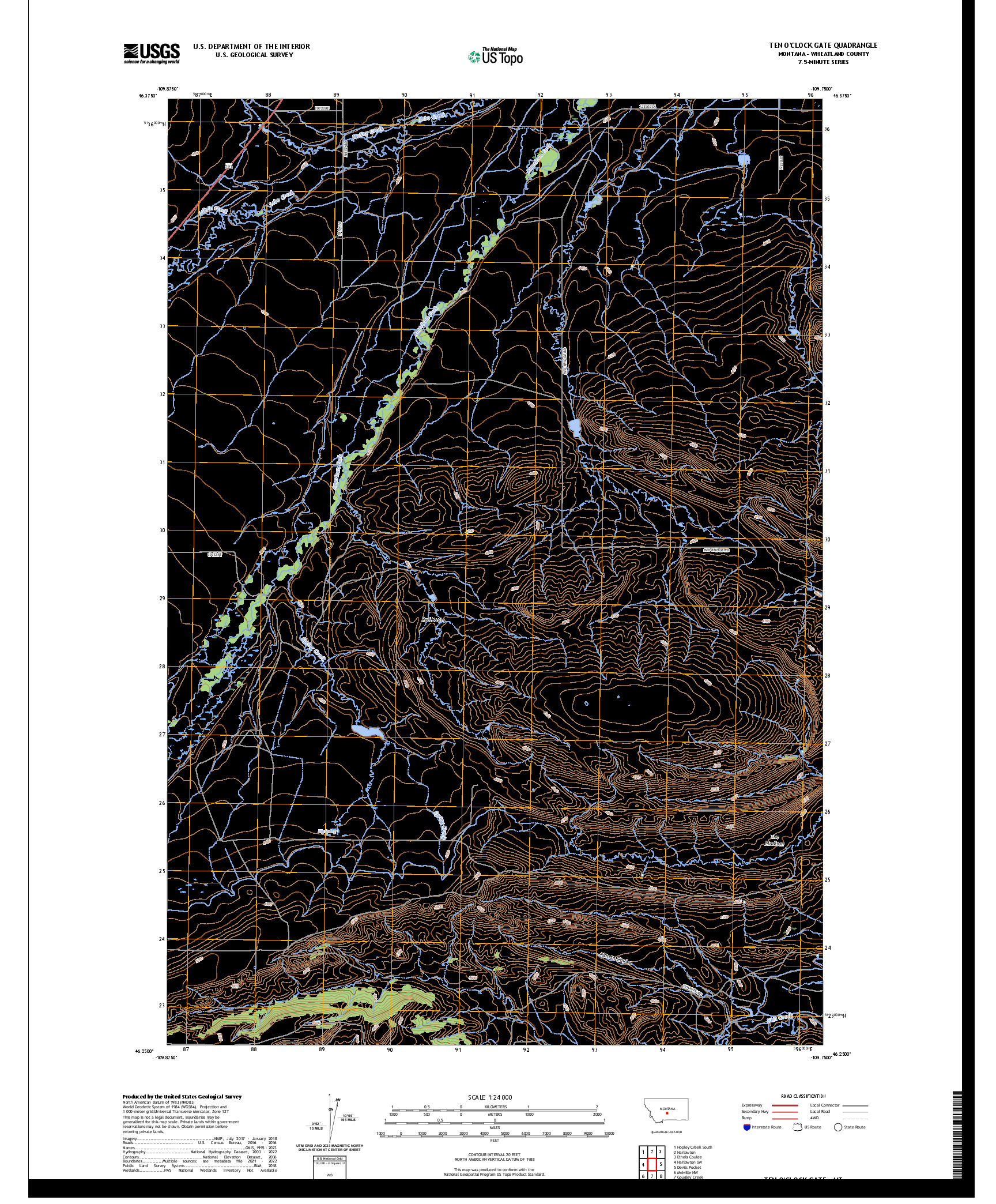 US TOPO 7.5-MINUTE MAP FOR TEN O'CLOCK GATE, MT