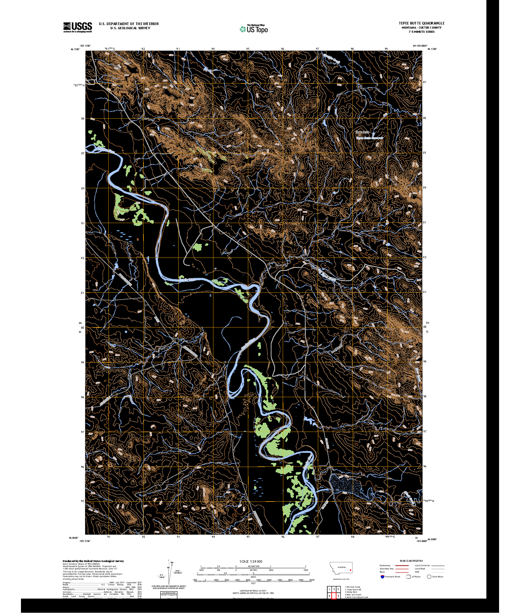 US TOPO 7.5-MINUTE MAP FOR TEPEE BUTTE, MT