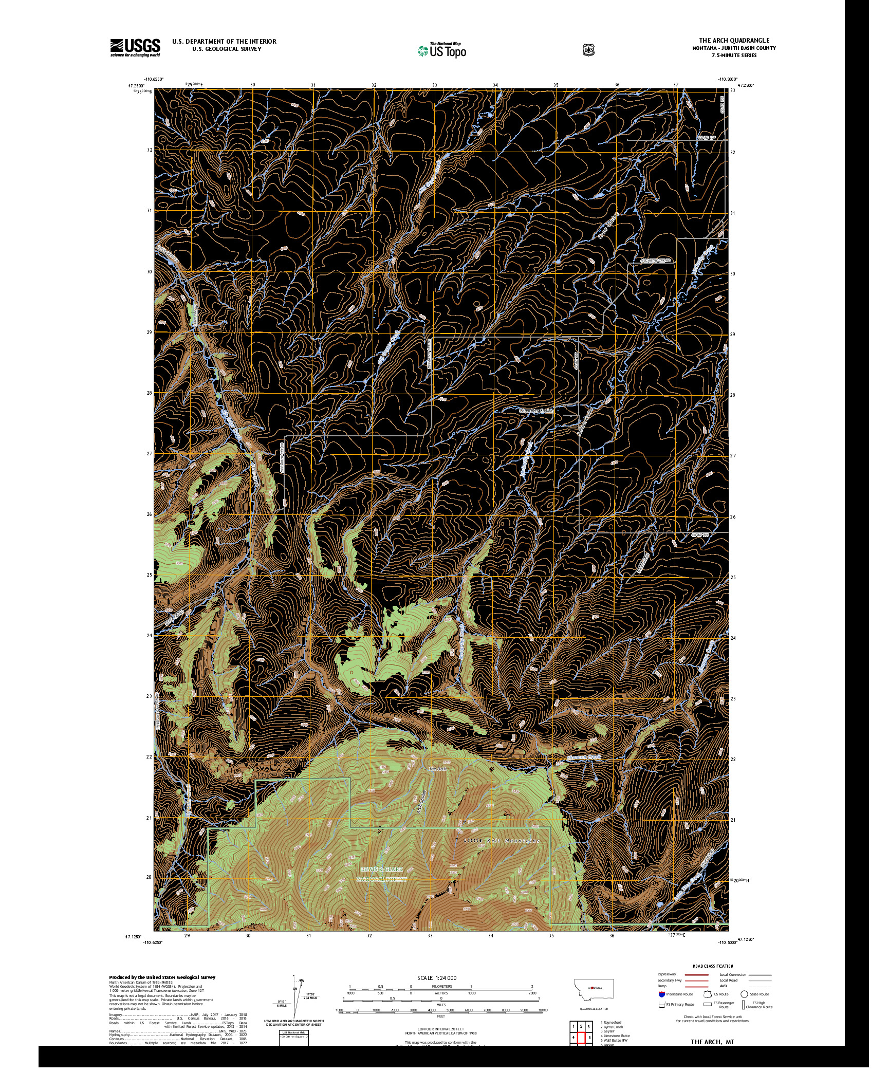 US TOPO 7.5-MINUTE MAP FOR THE ARCH, MT