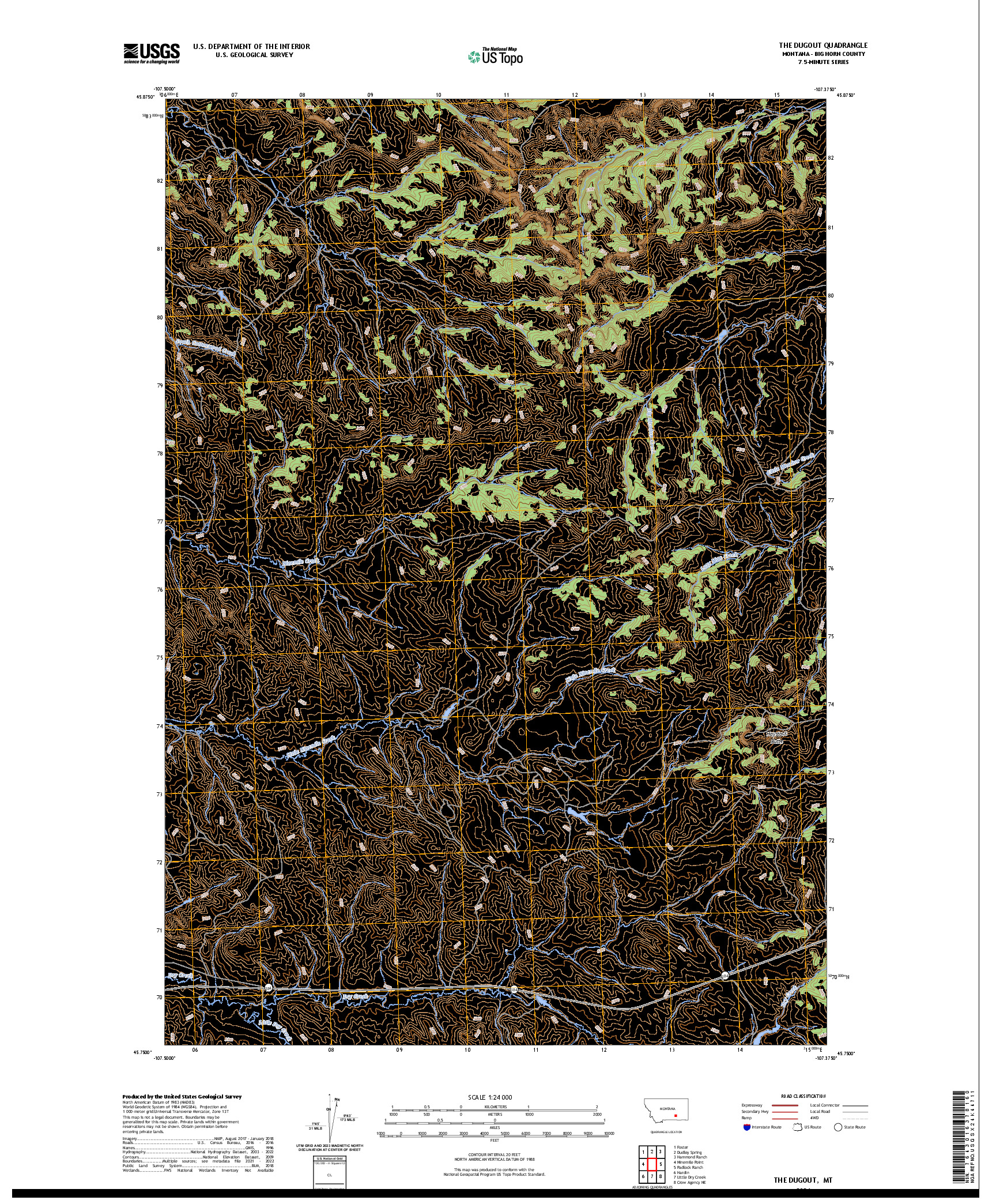 US TOPO 7.5-MINUTE MAP FOR THE DUGOUT, MT