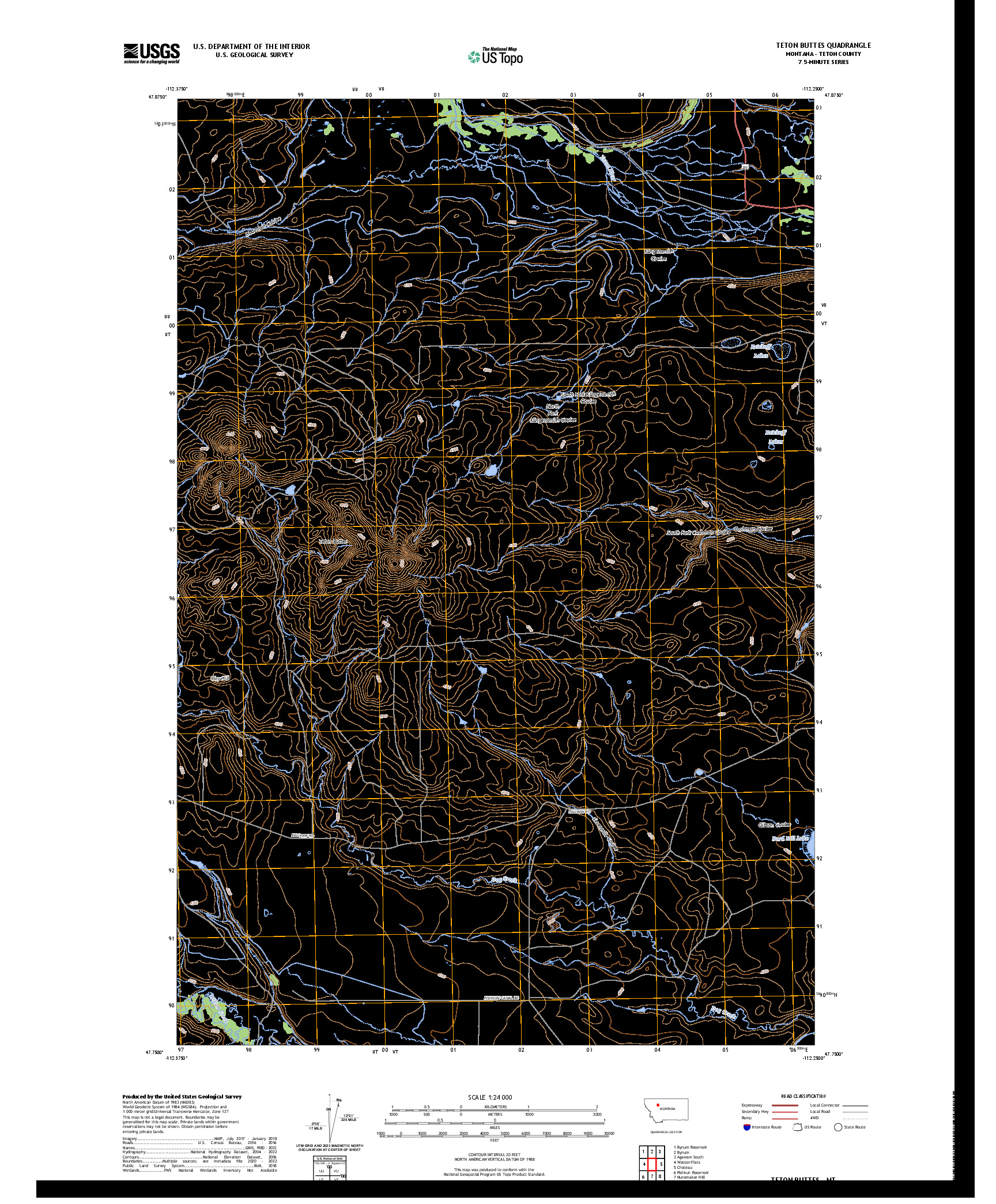 US TOPO 7.5-MINUTE MAP FOR TETON BUTTES, MT