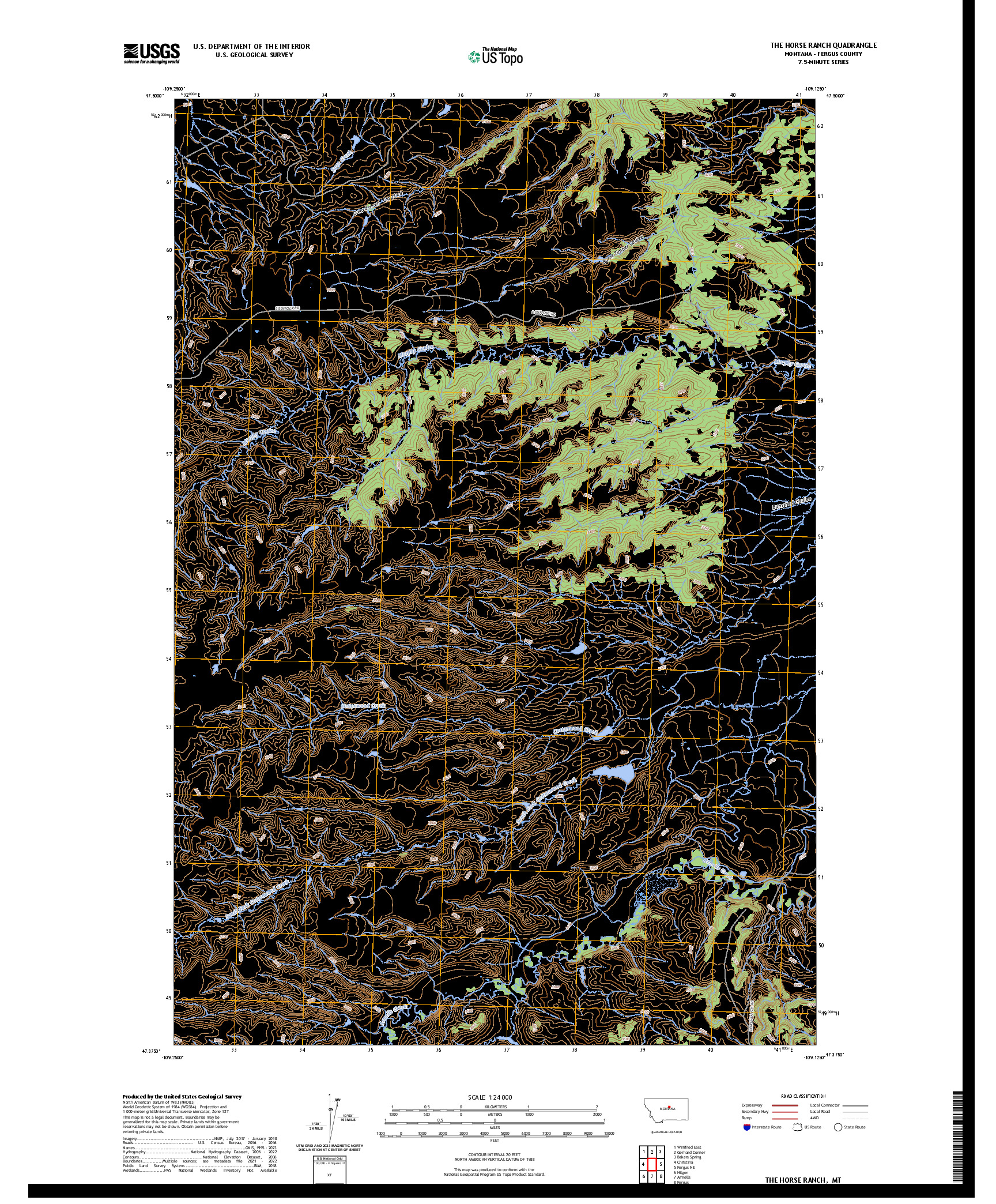 US TOPO 7.5-MINUTE MAP FOR THE HORSE RANCH, MT