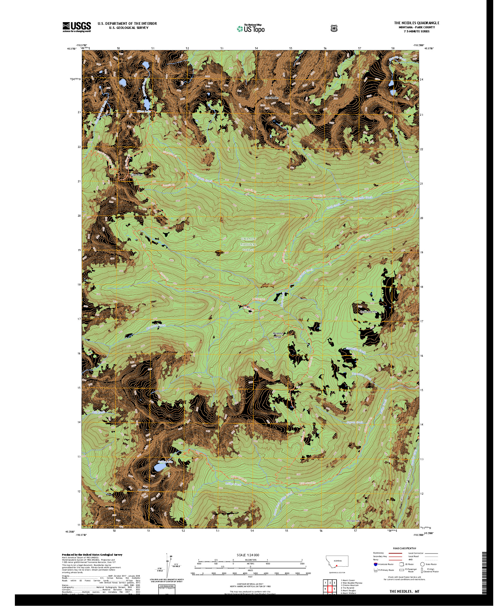 US TOPO 7.5-MINUTE MAP FOR THE NEEDLES, MT
