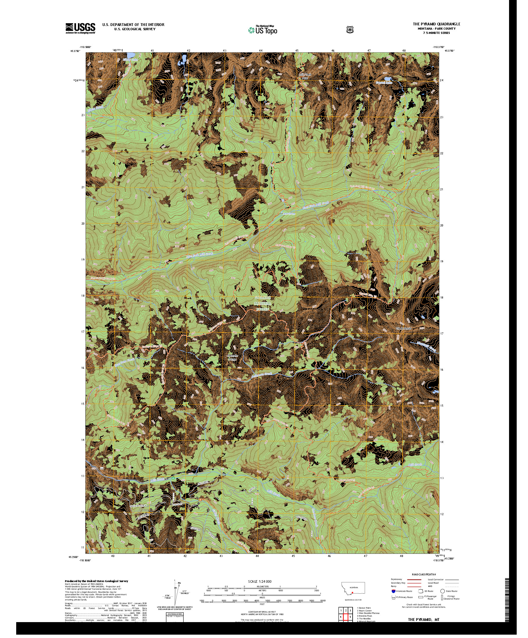 US TOPO 7.5-MINUTE MAP FOR THE PYRAMID, MT
