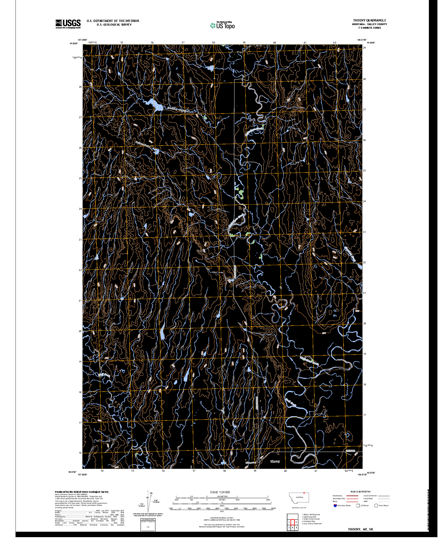 US TOPO 7.5-MINUTE MAP FOR THOENY, MT,SK