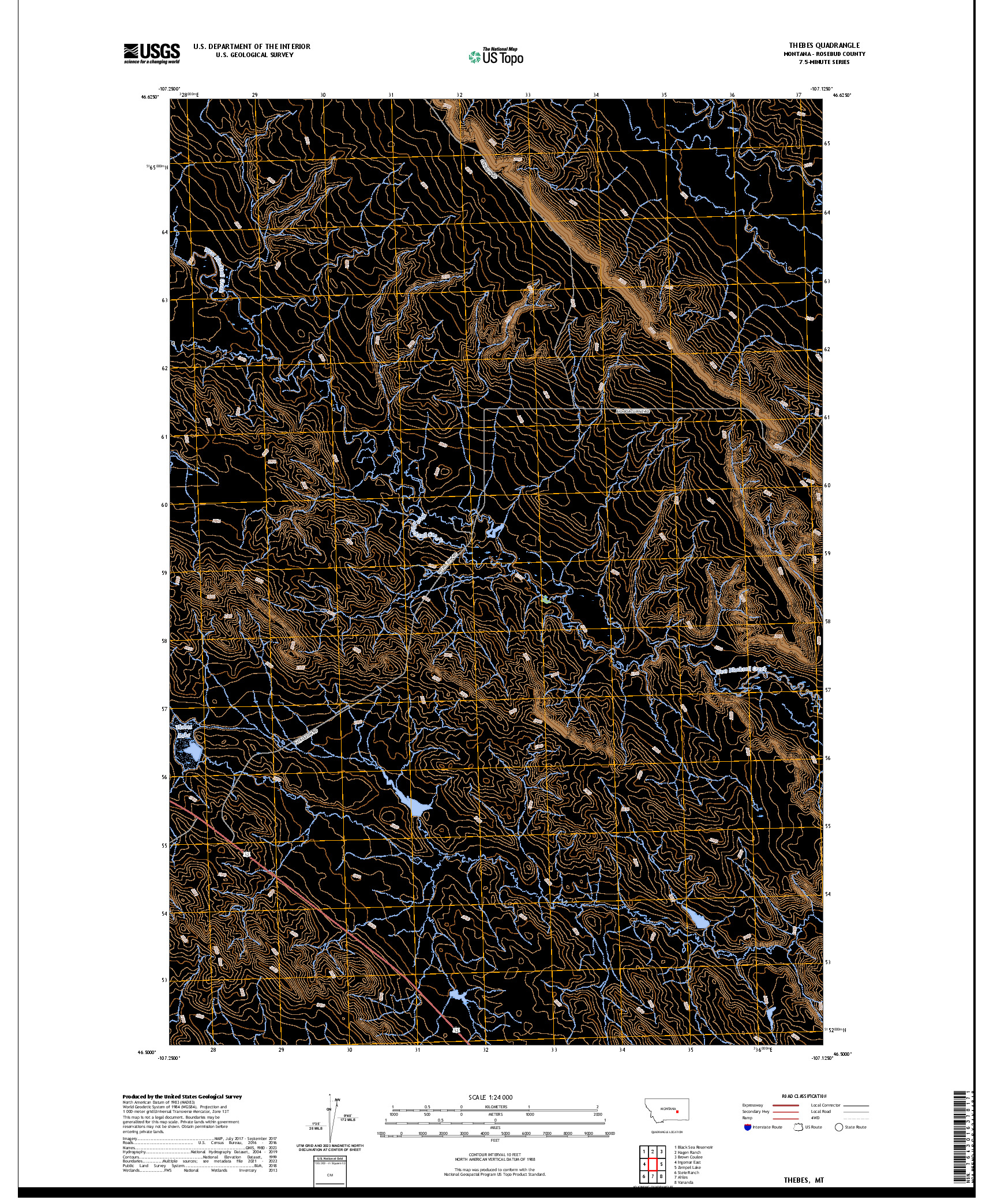 US TOPO 7.5-MINUTE MAP FOR THEBES, MT