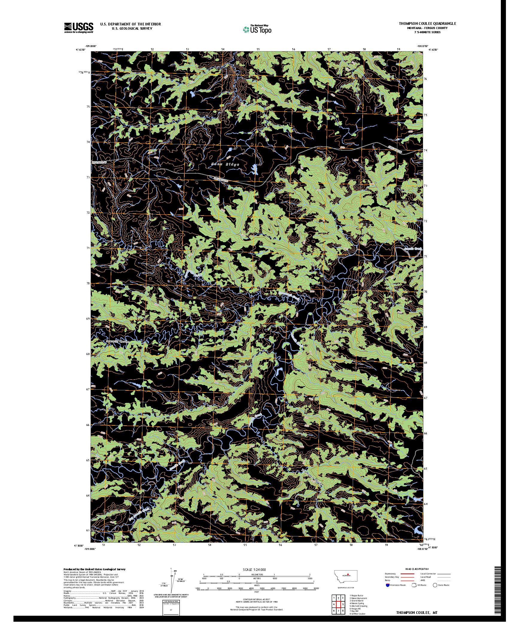 US TOPO 7.5-MINUTE MAP FOR THOMPSON COULEE, MT