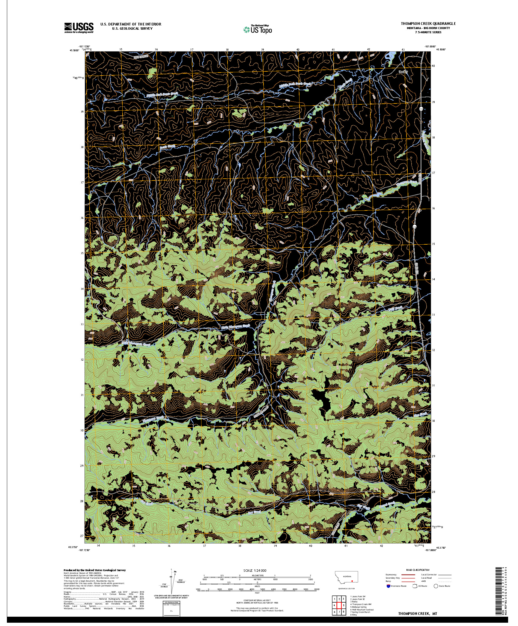 US TOPO 7.5-MINUTE MAP FOR THOMPSON CREEK, MT