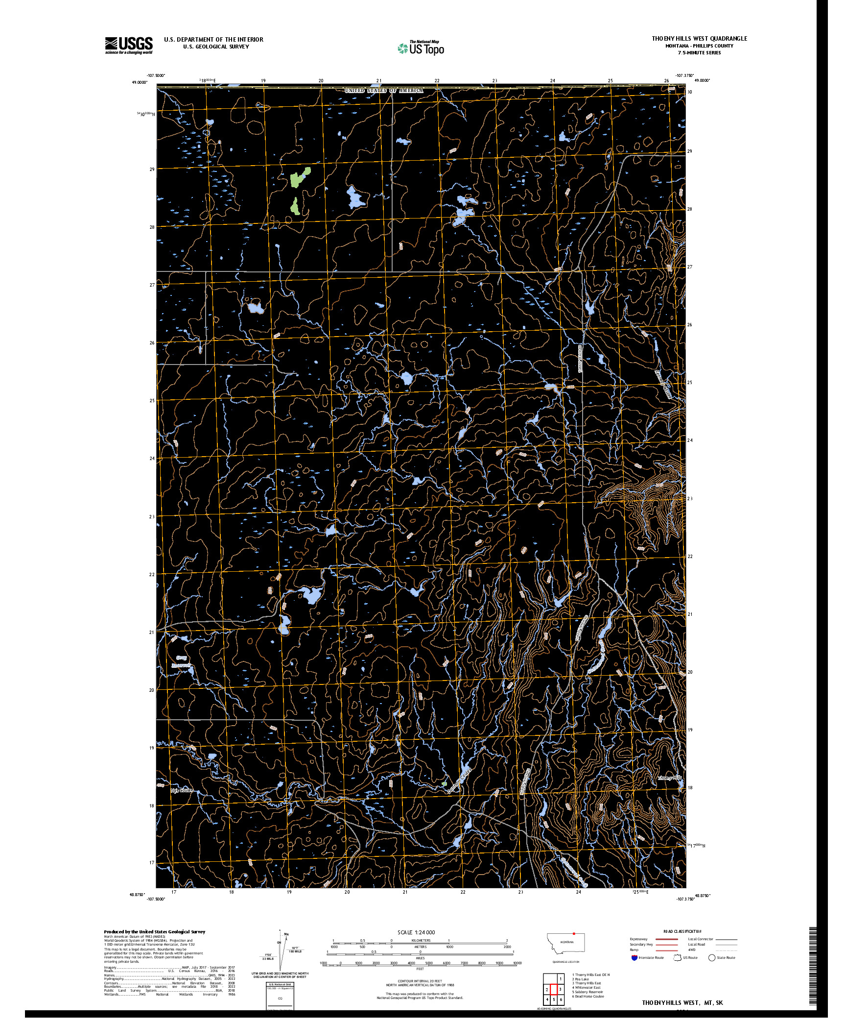 US TOPO 7.5-MINUTE MAP FOR THOENY HILLS WEST, MT,SK