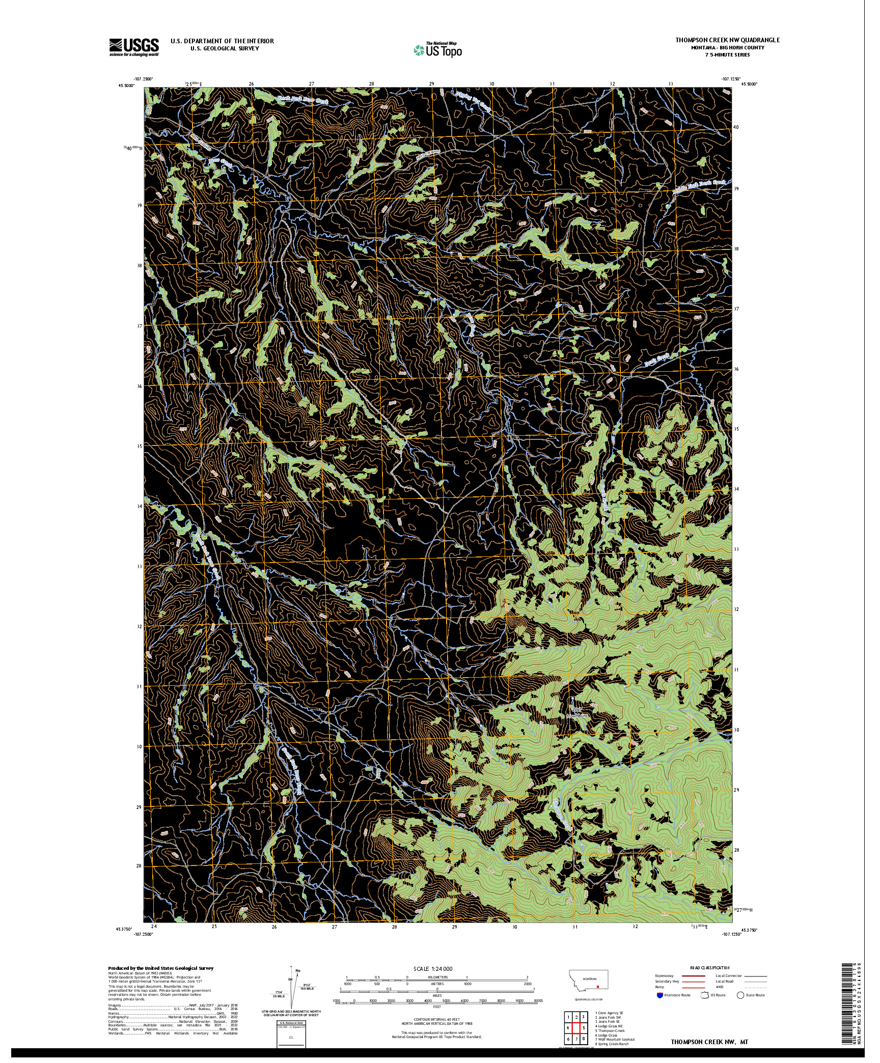 US TOPO 7.5-MINUTE MAP FOR THOMPSON CREEK NW, MT