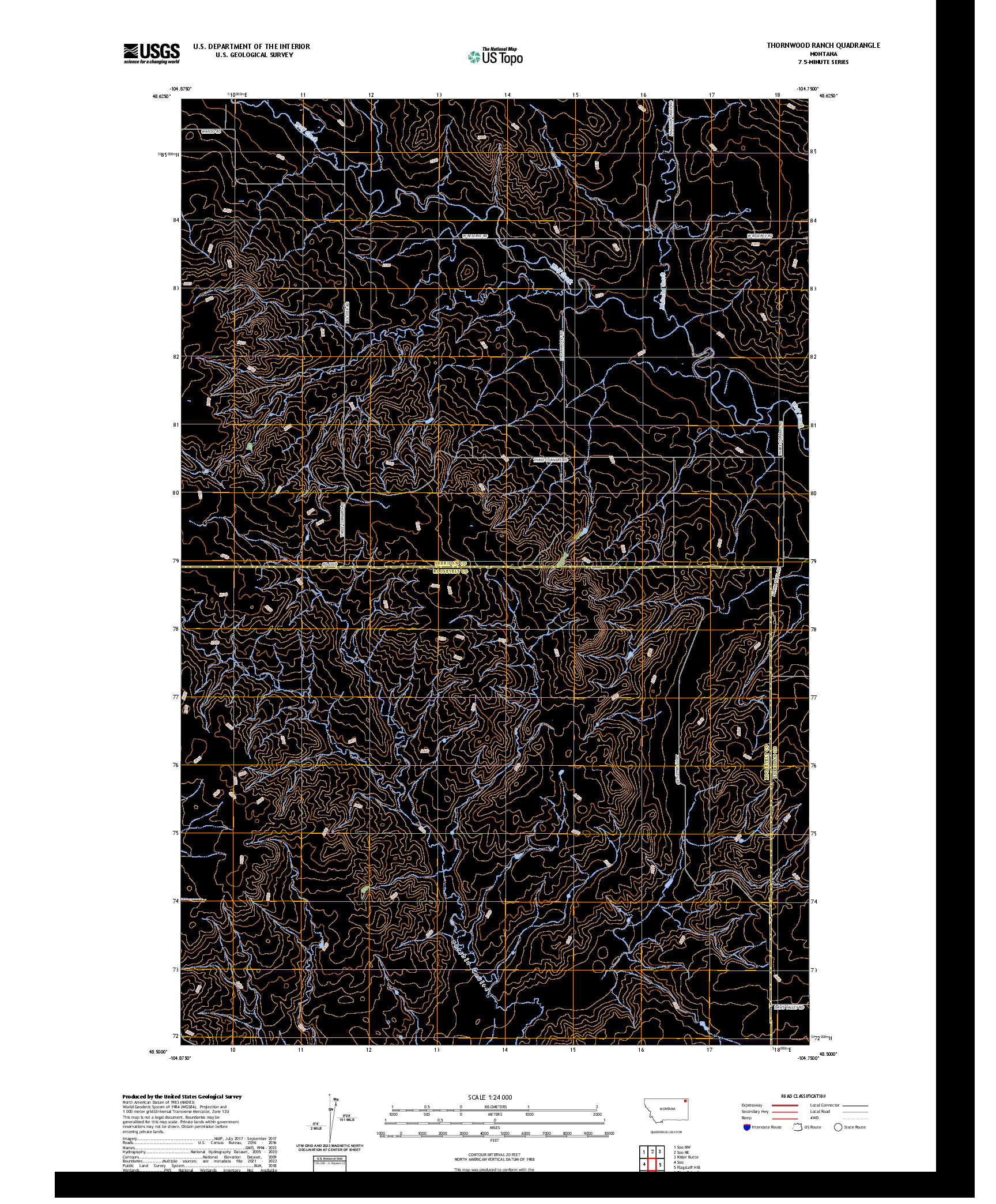 US TOPO 7.5-MINUTE MAP FOR THORNWOOD RANCH, MT