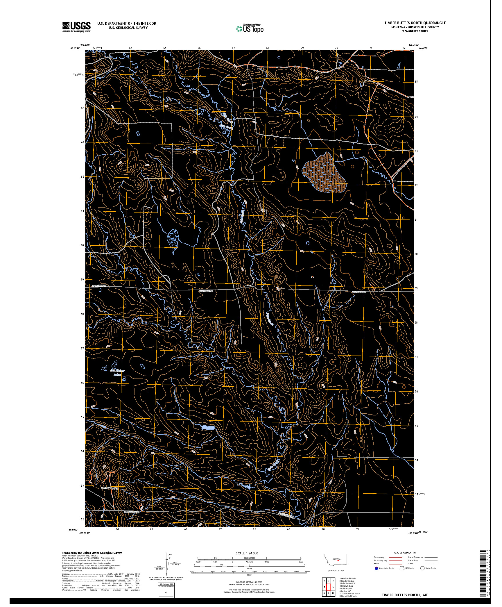 US TOPO 7.5-MINUTE MAP FOR TIMBER BUTTES NORTH, MT